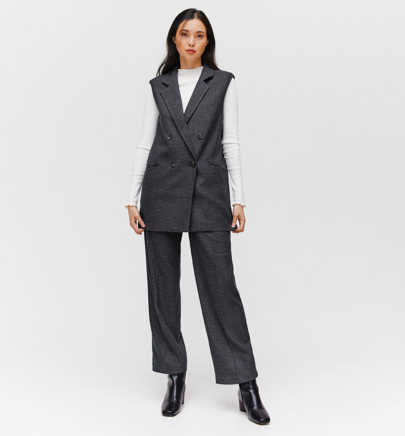 Pantalon large à carreaux