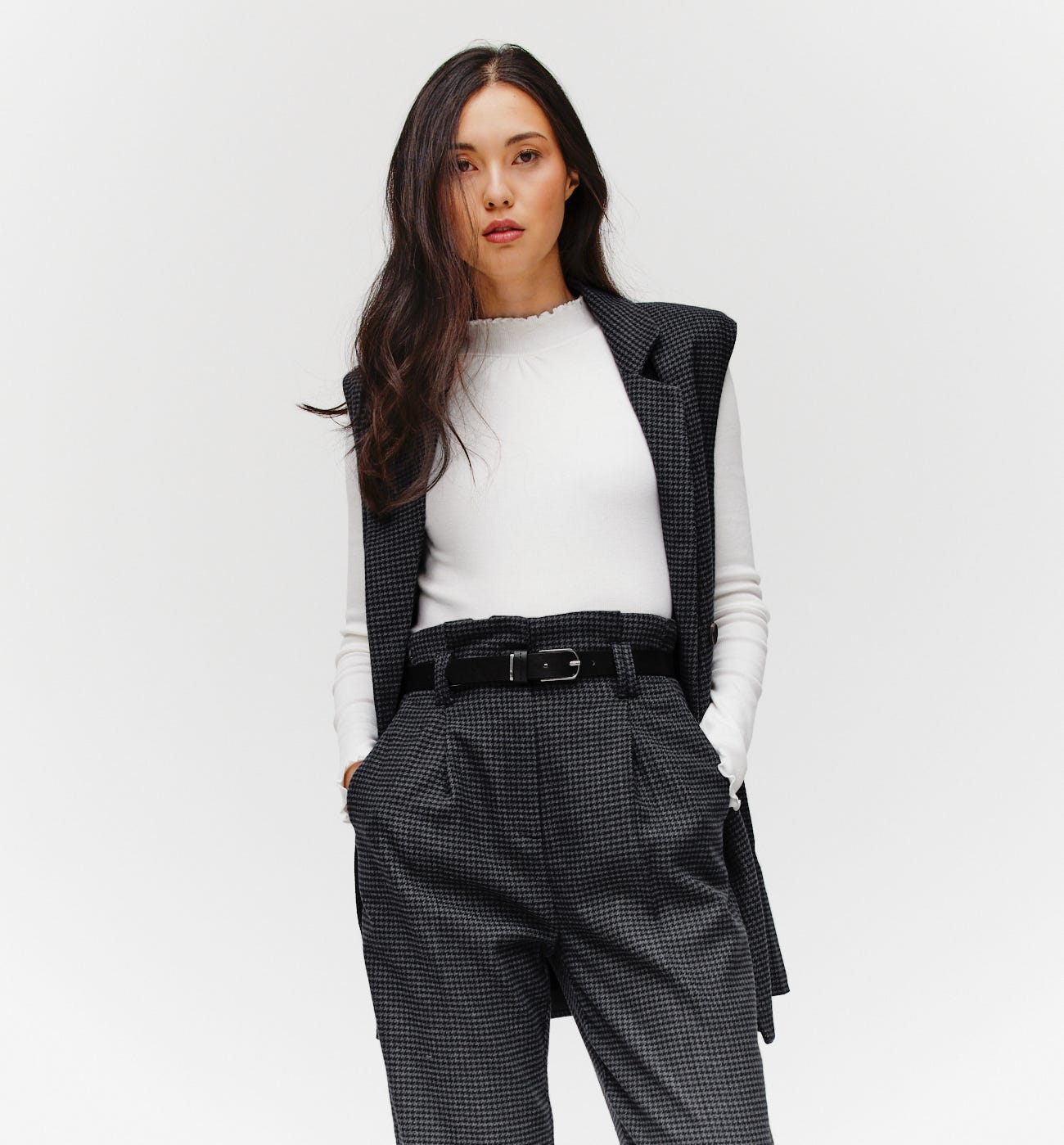 Pantalon large à carreaux