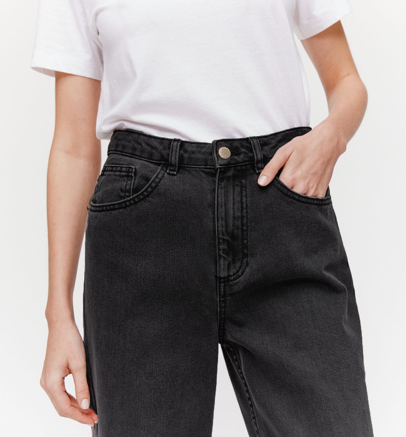 Jean large taille haute Femme