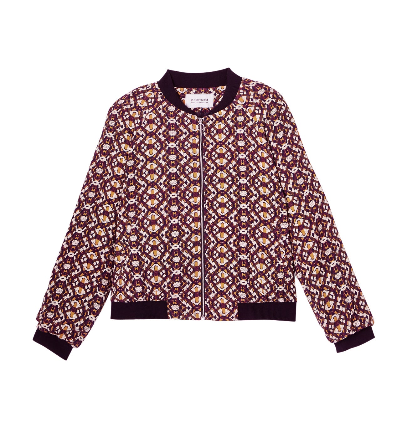 patterned bomber jacket