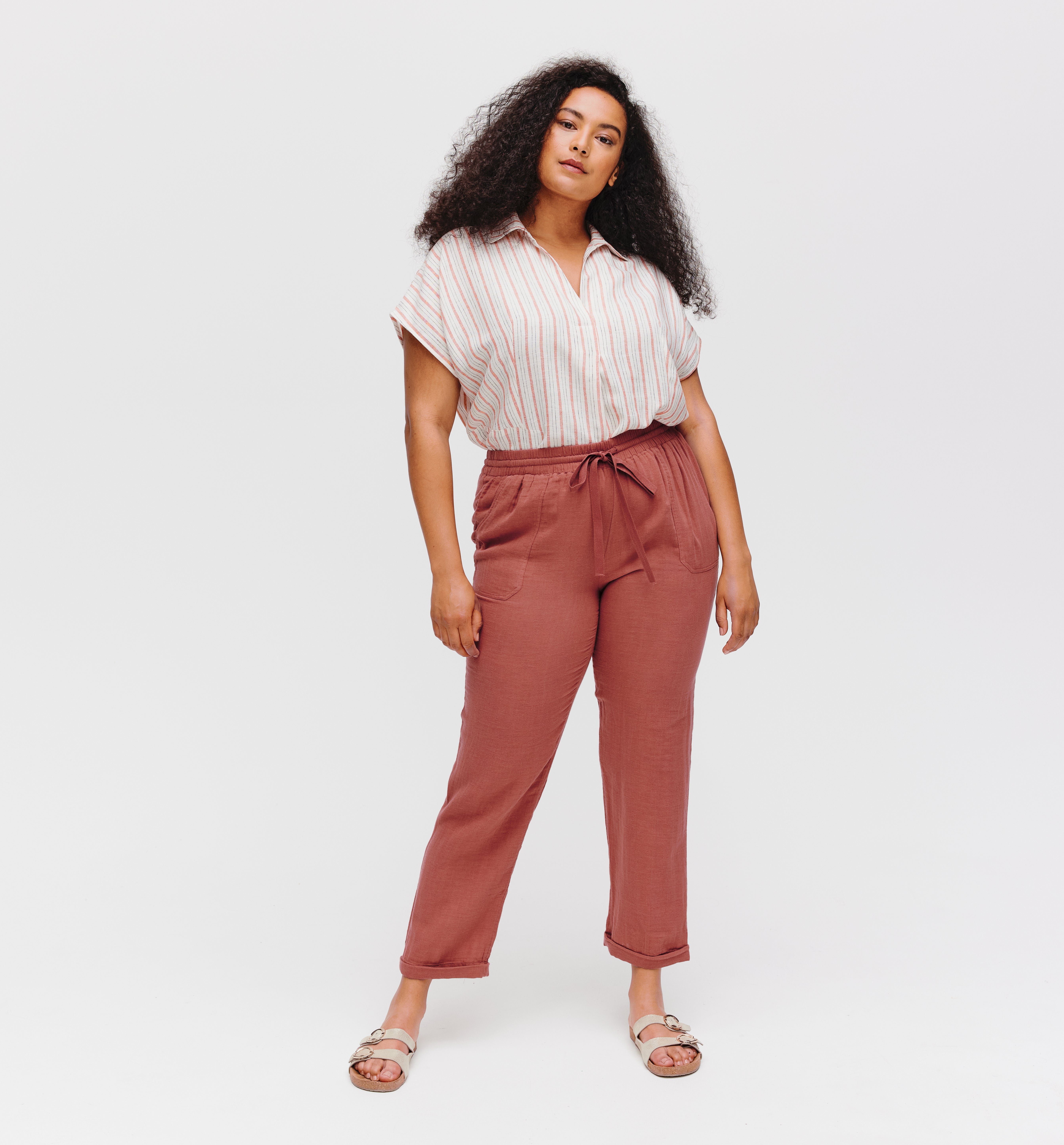 Cotton gauze trousers - Pink