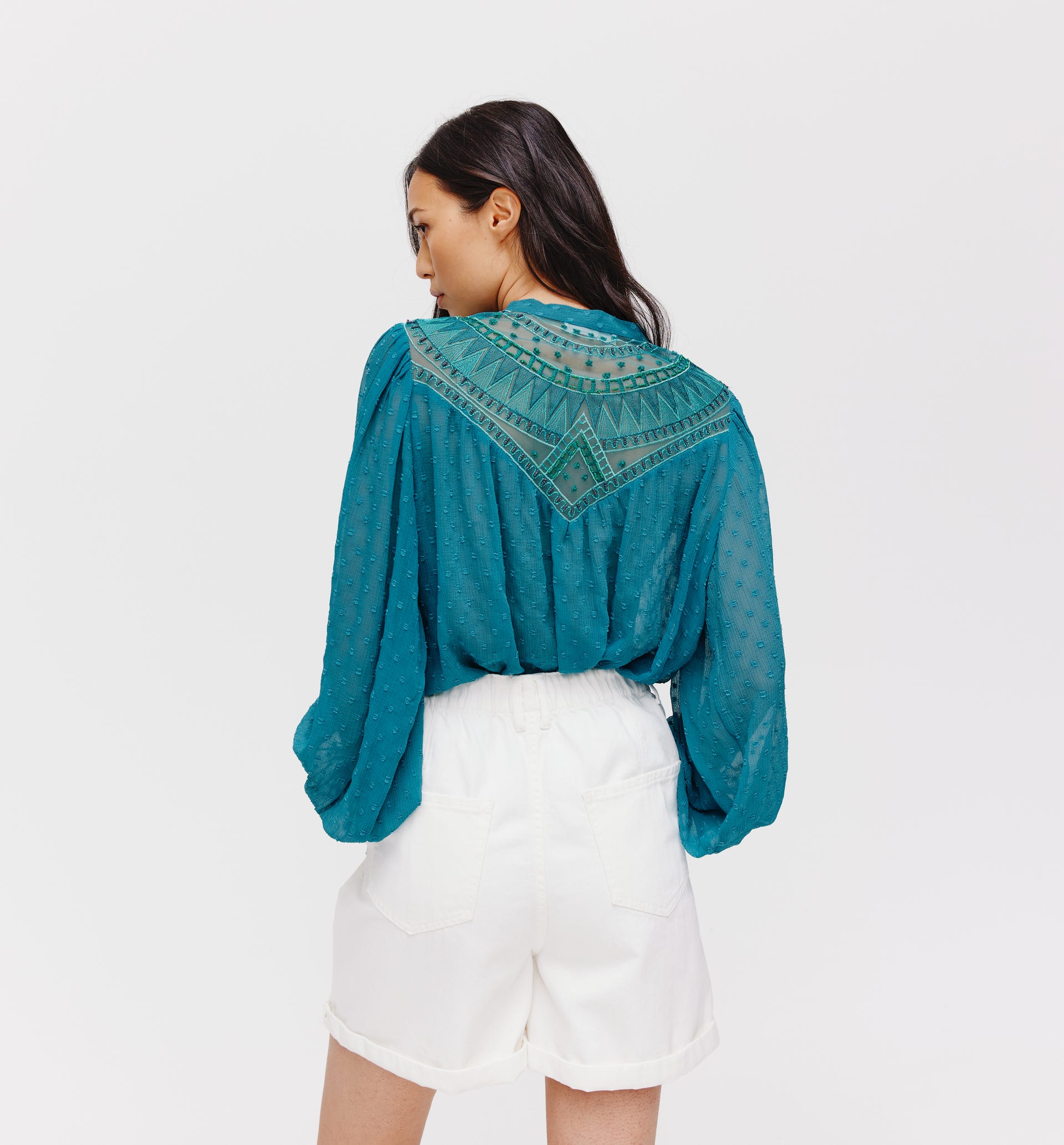 Plumetis Indian beaded blouse
