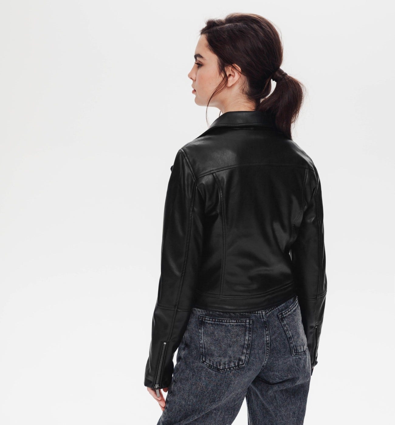 Faux leather casual jacket