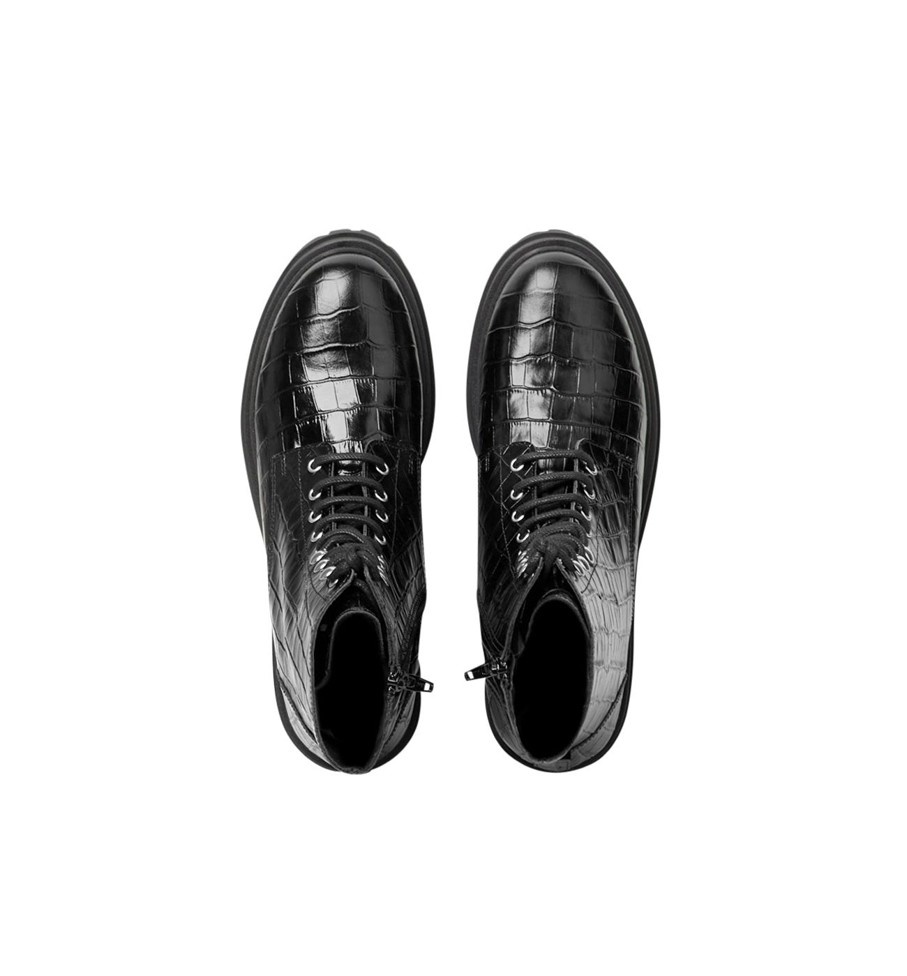 Faux crocodileskin ankle boots