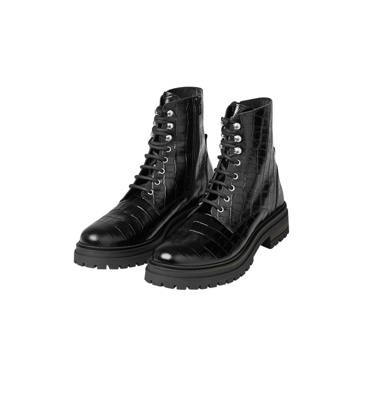 Faux crocodileskin ankle boots