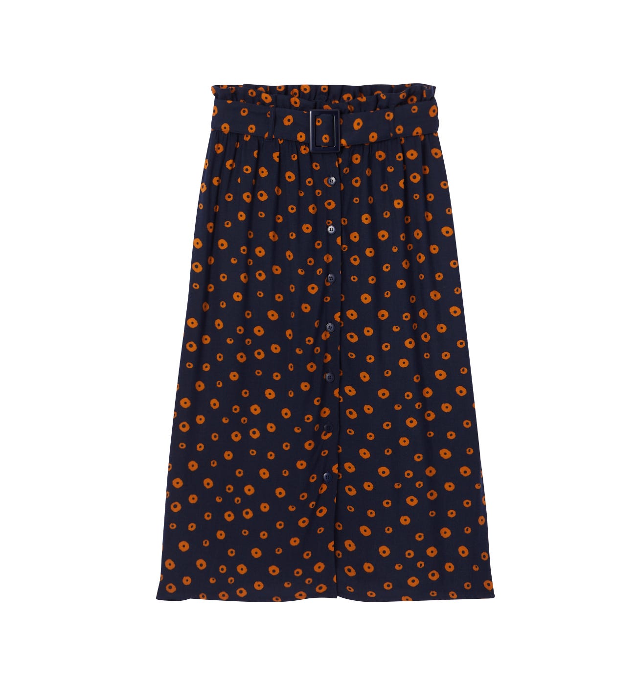 Paper-bag midi skirt