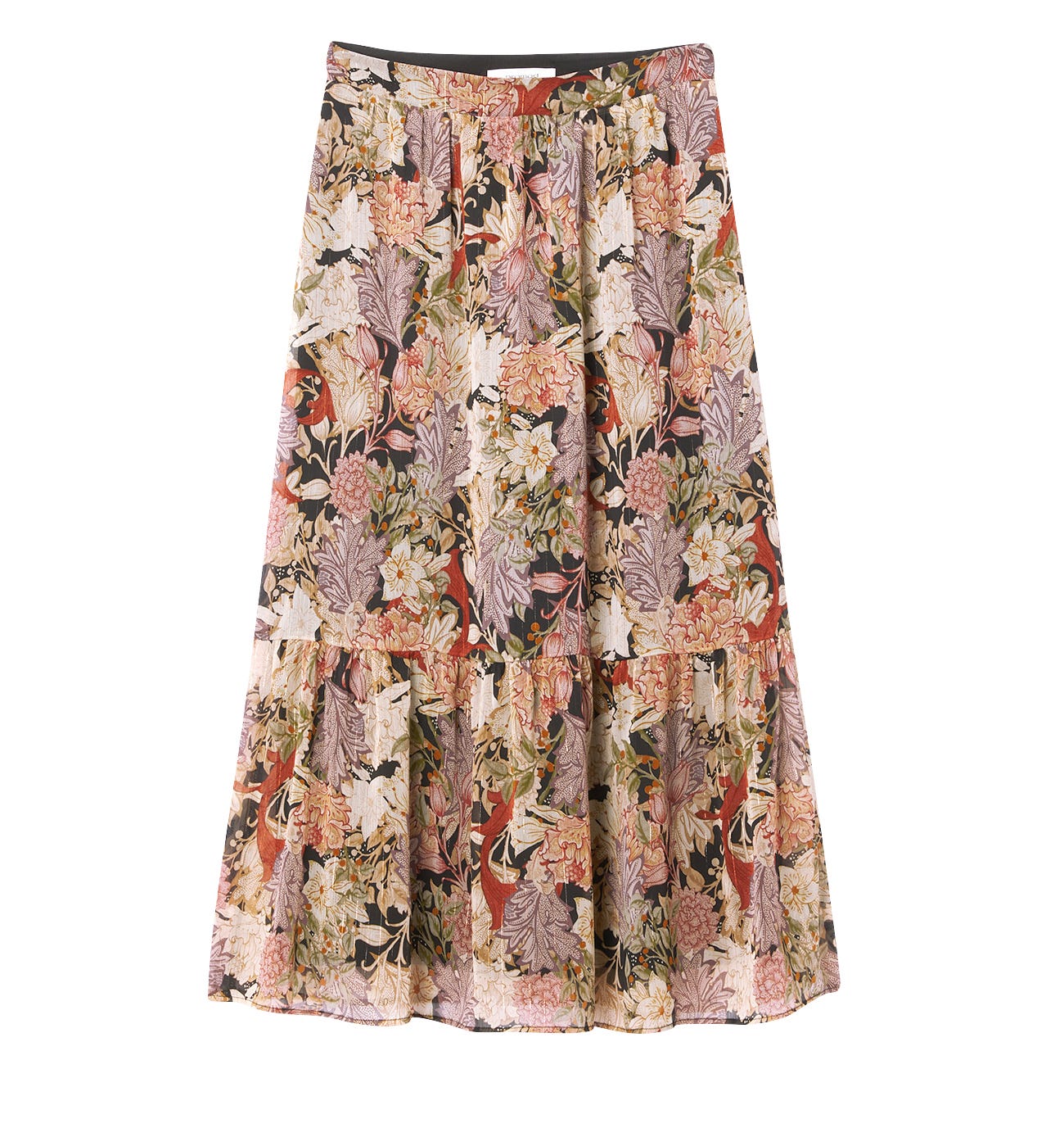 Long frilly skirt - Black print