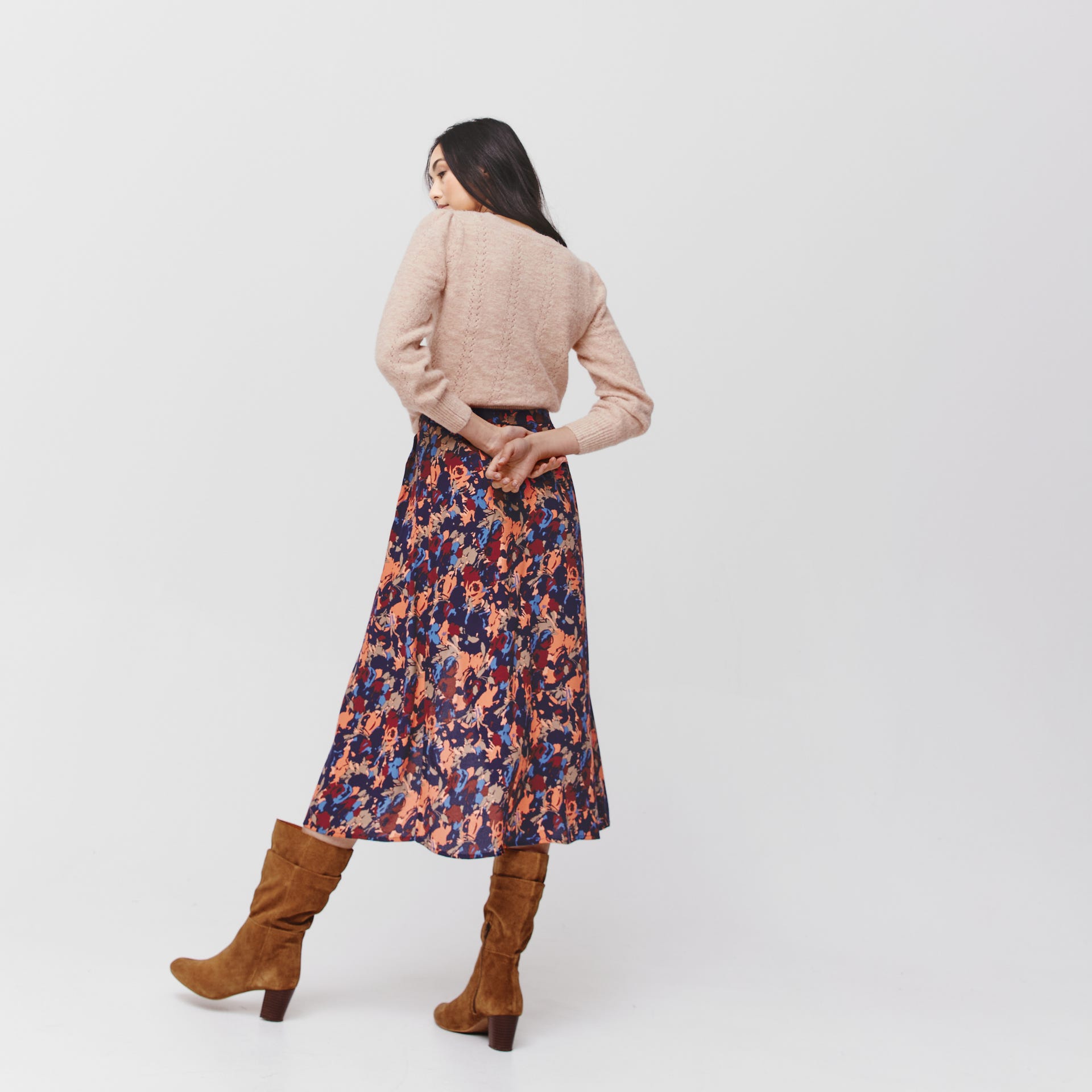 Falda midi estampada