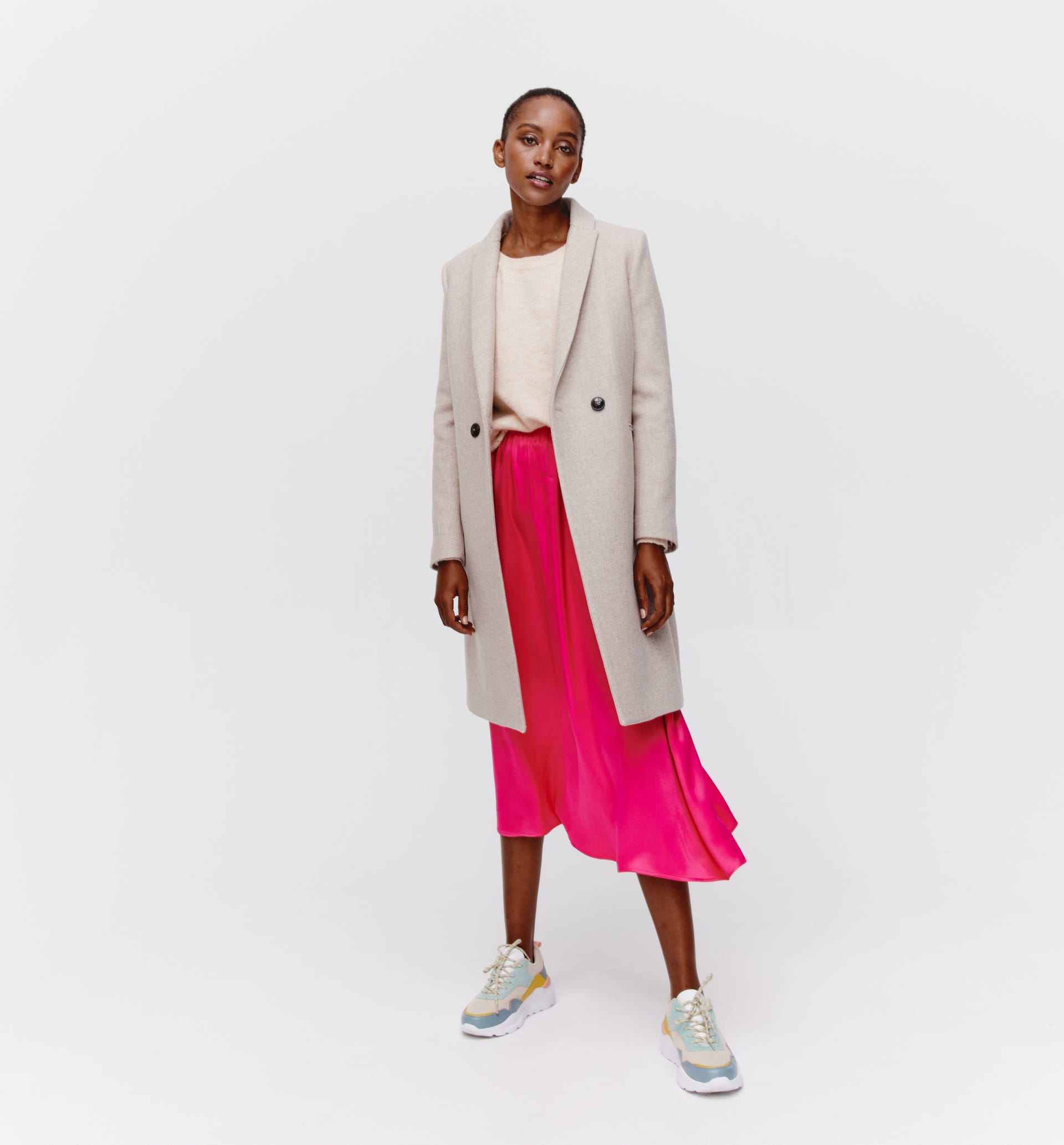 Jupe midi satinée Femme