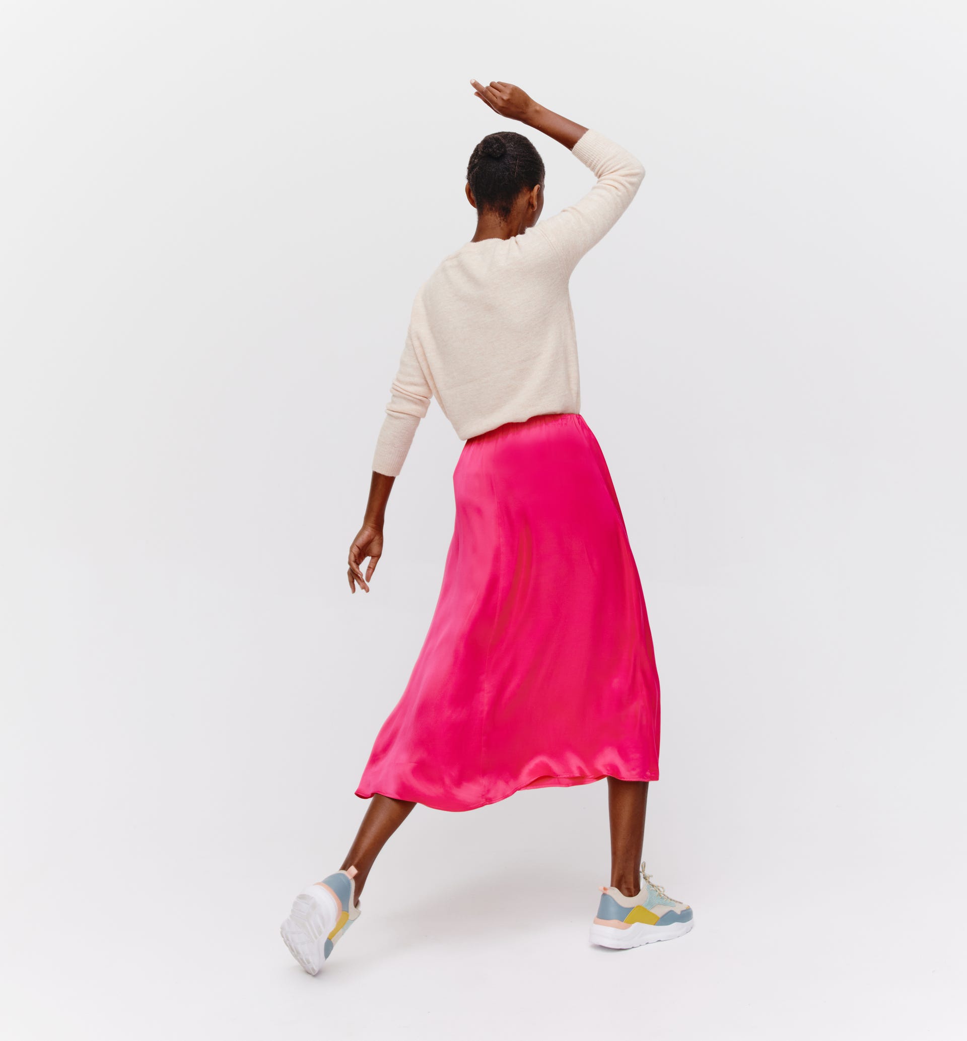 Jupe midi satinée Femme