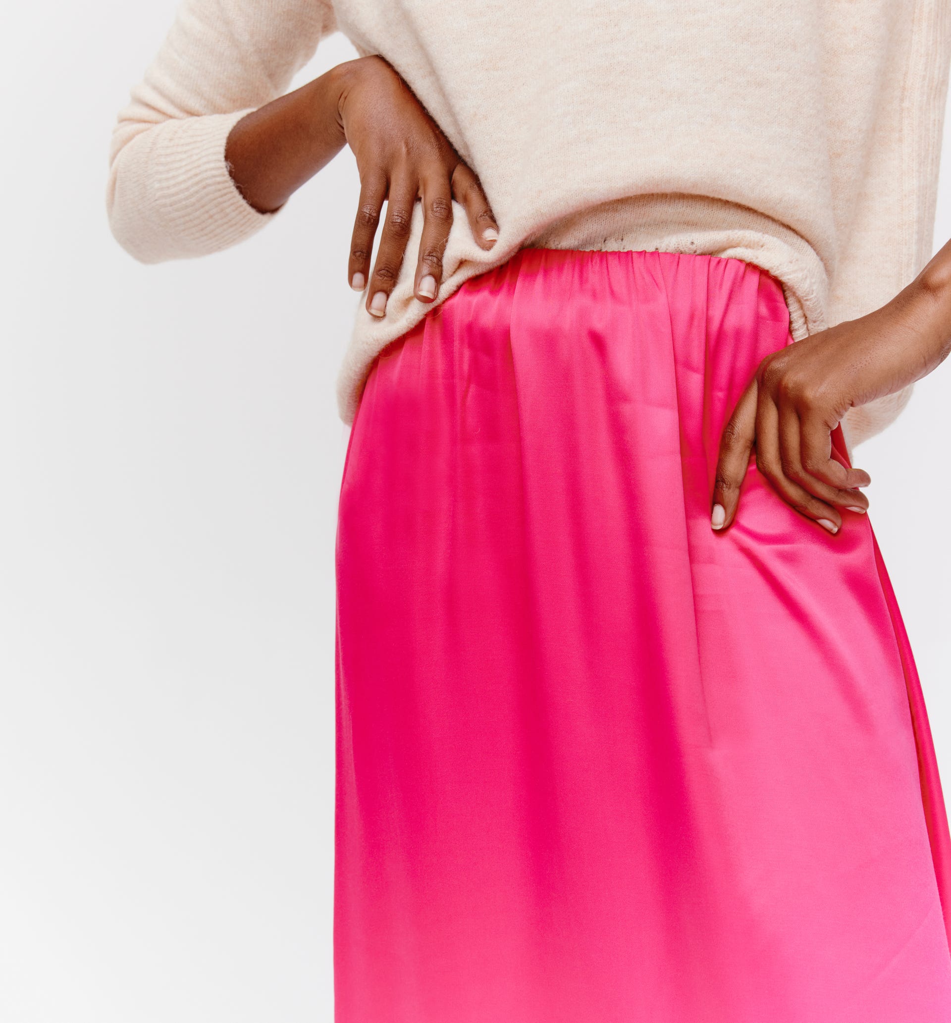 Jupe midi satinée Femme