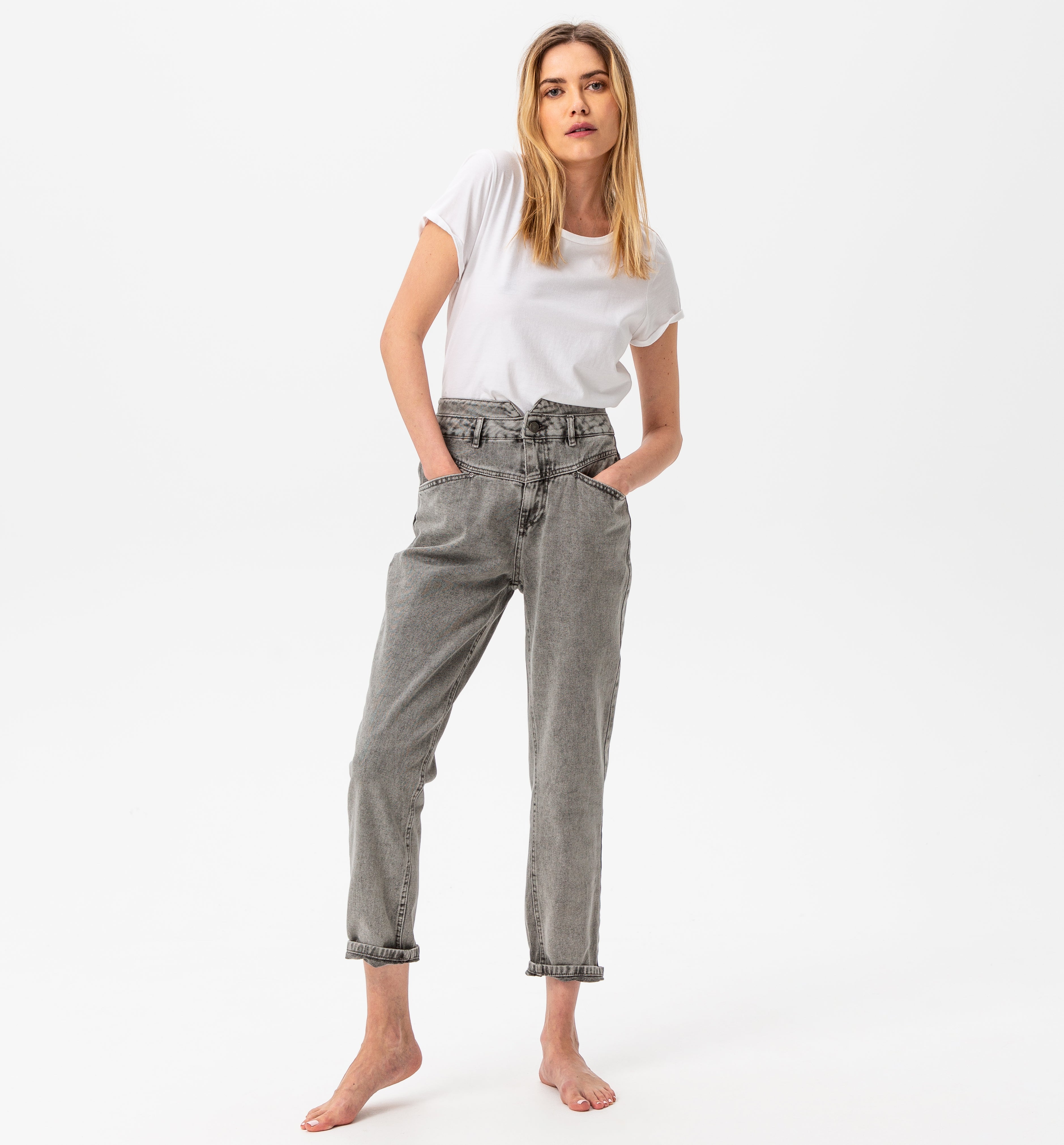 MARCEL high-waist mom jeans - Grey denim