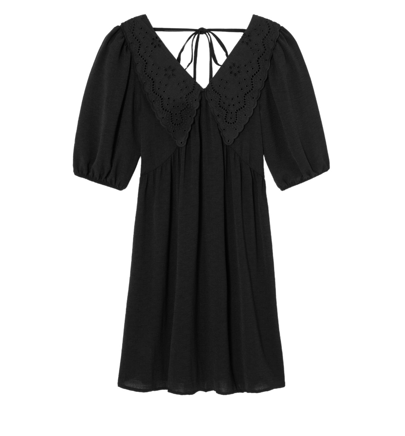 Puffsleeved babydoll dress Black