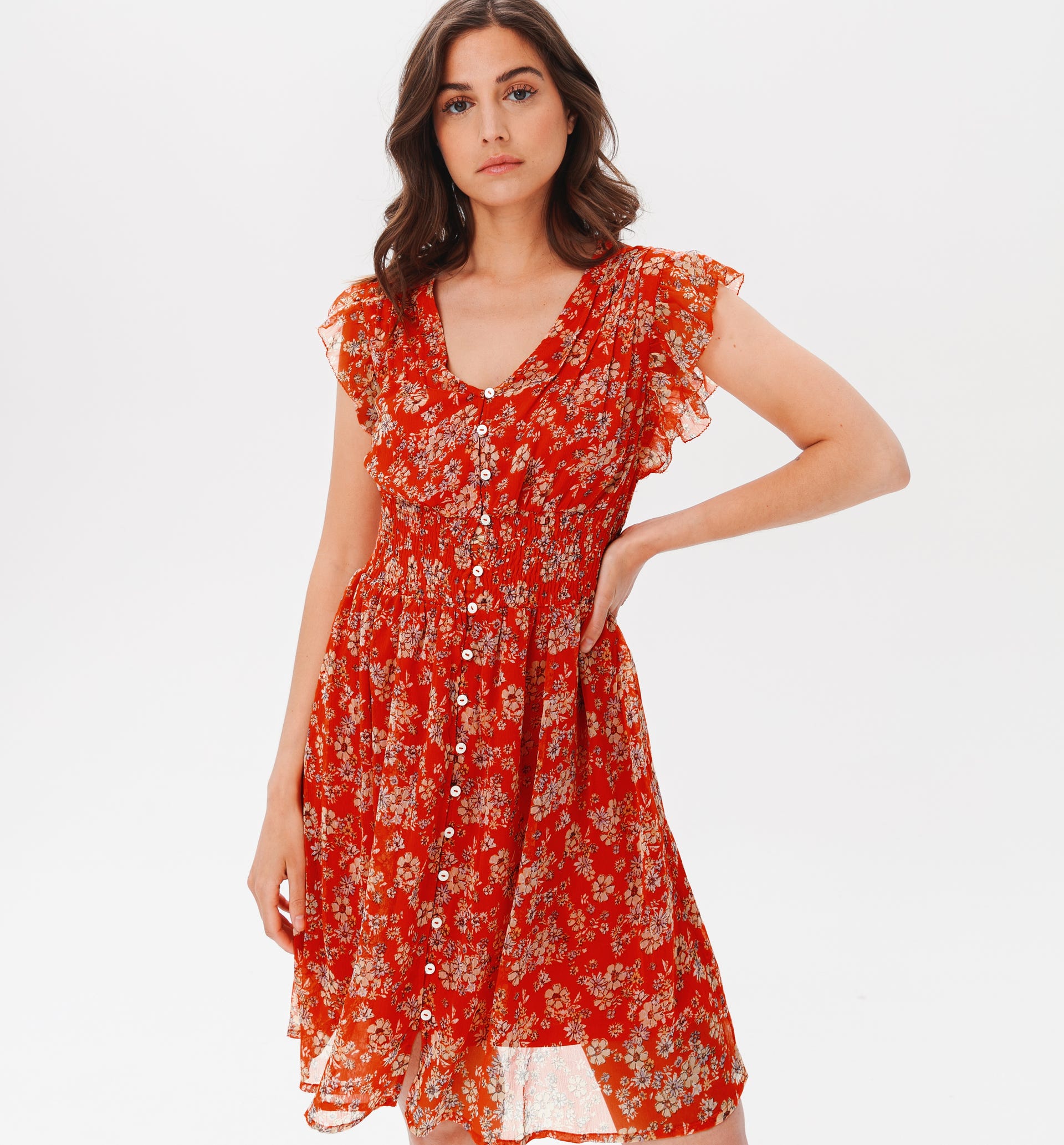 Smocked voile dress