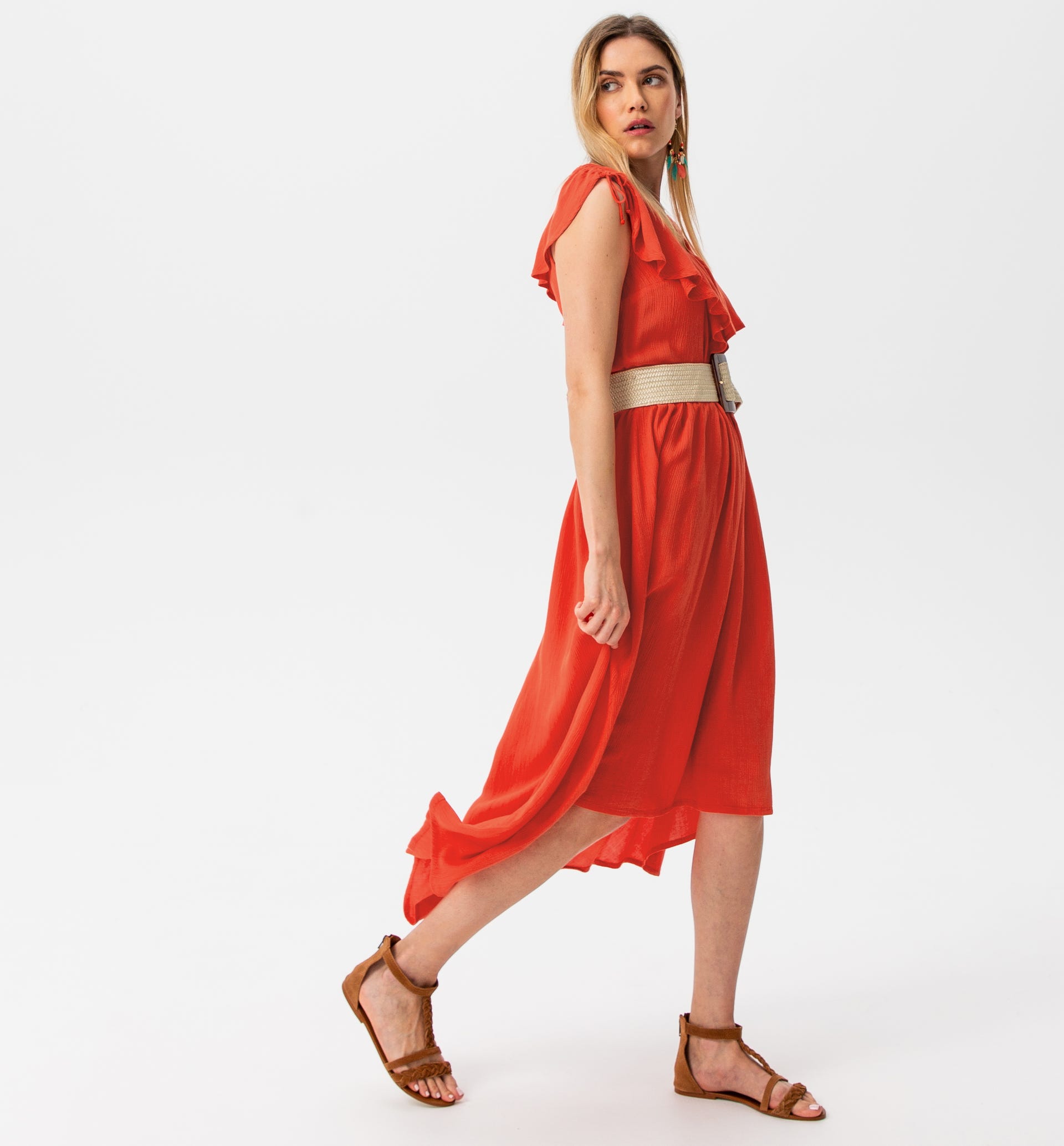 Gekrepptes Maxikleid