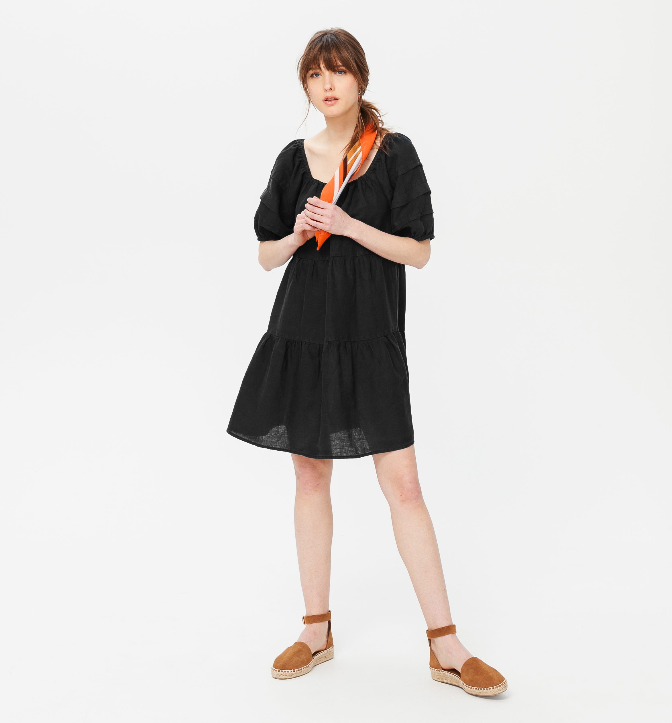Linen babydoll dress Black