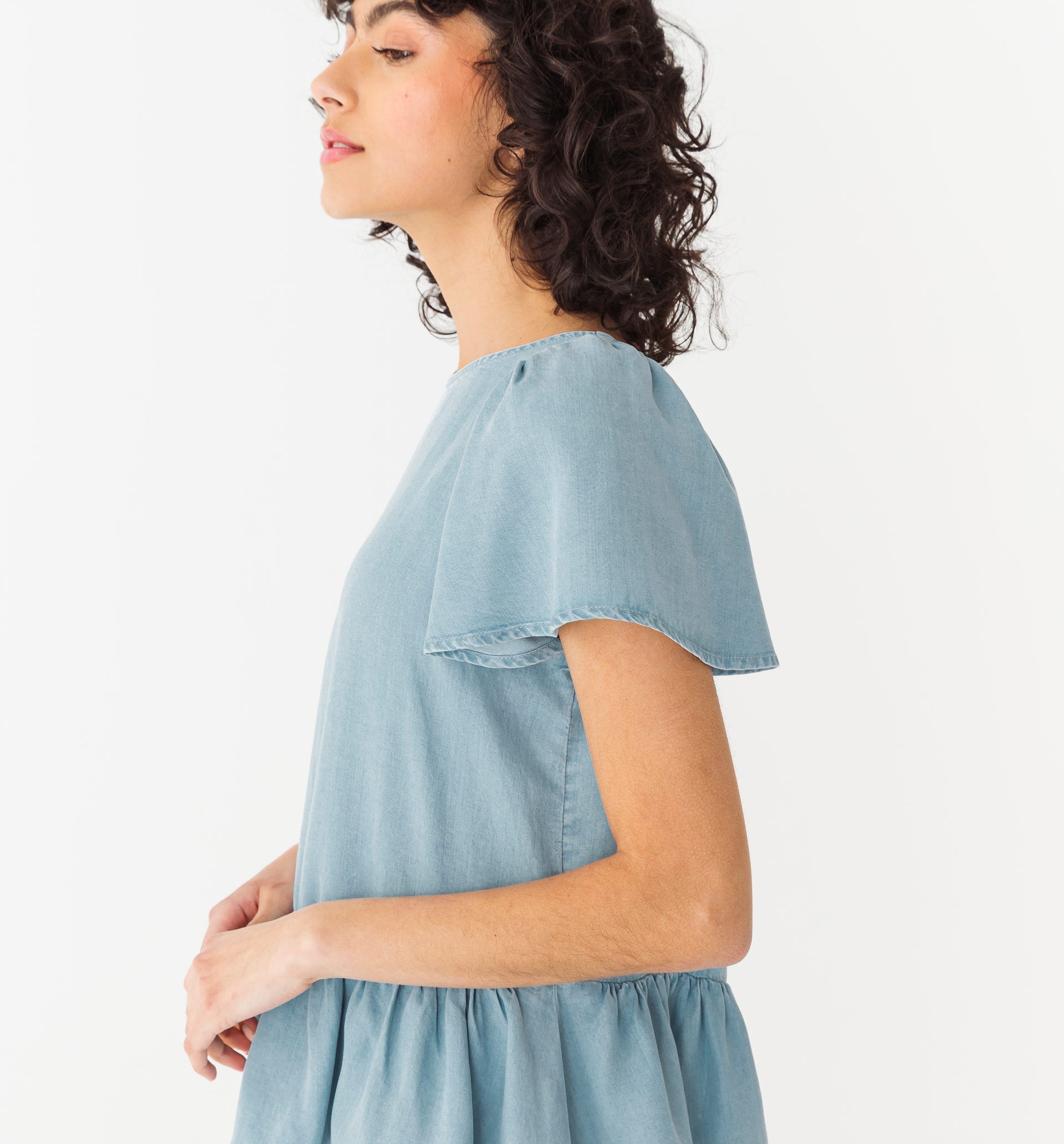 Camiseta con péplum de lyocell