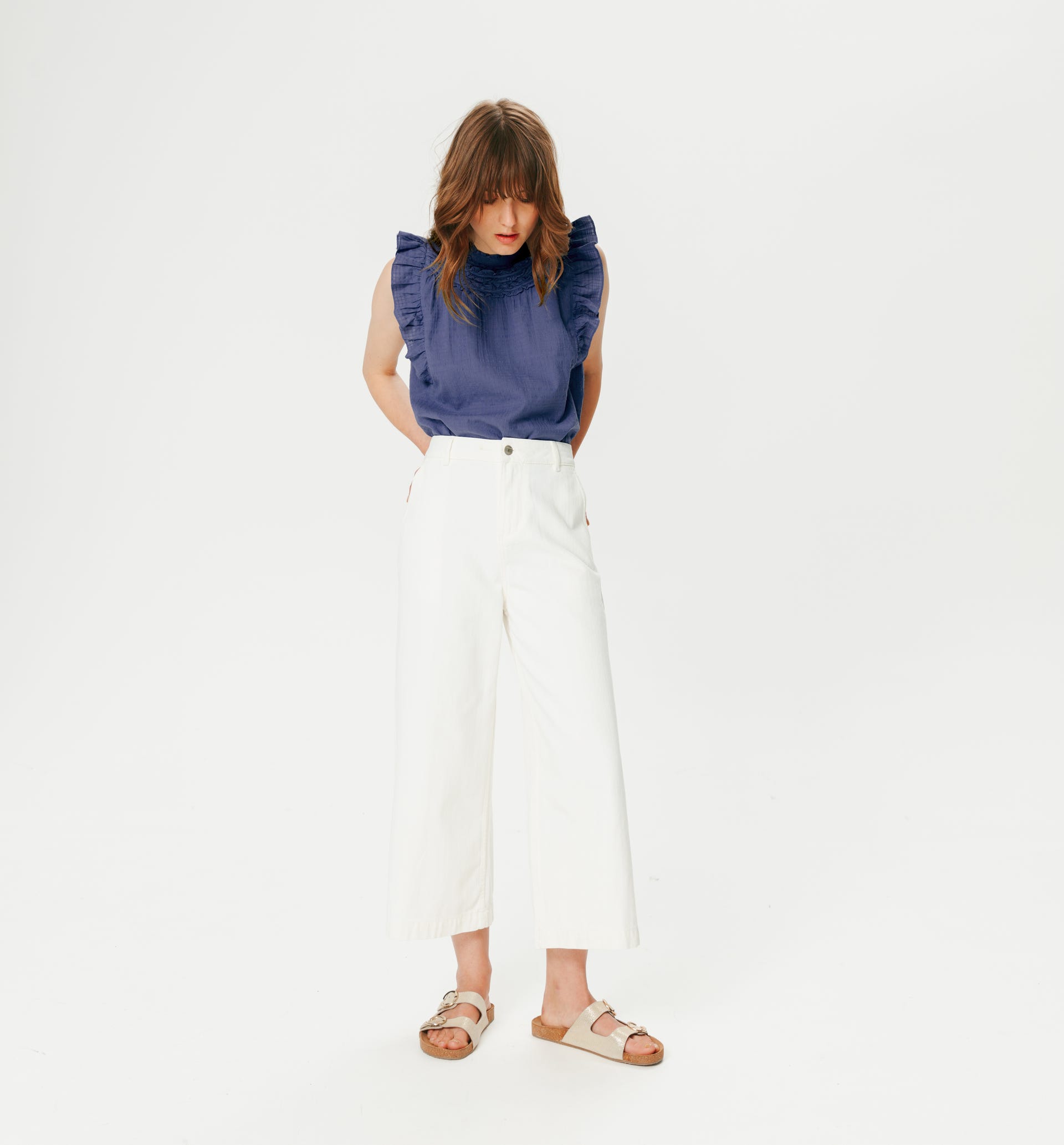 Top in cotone e ruches