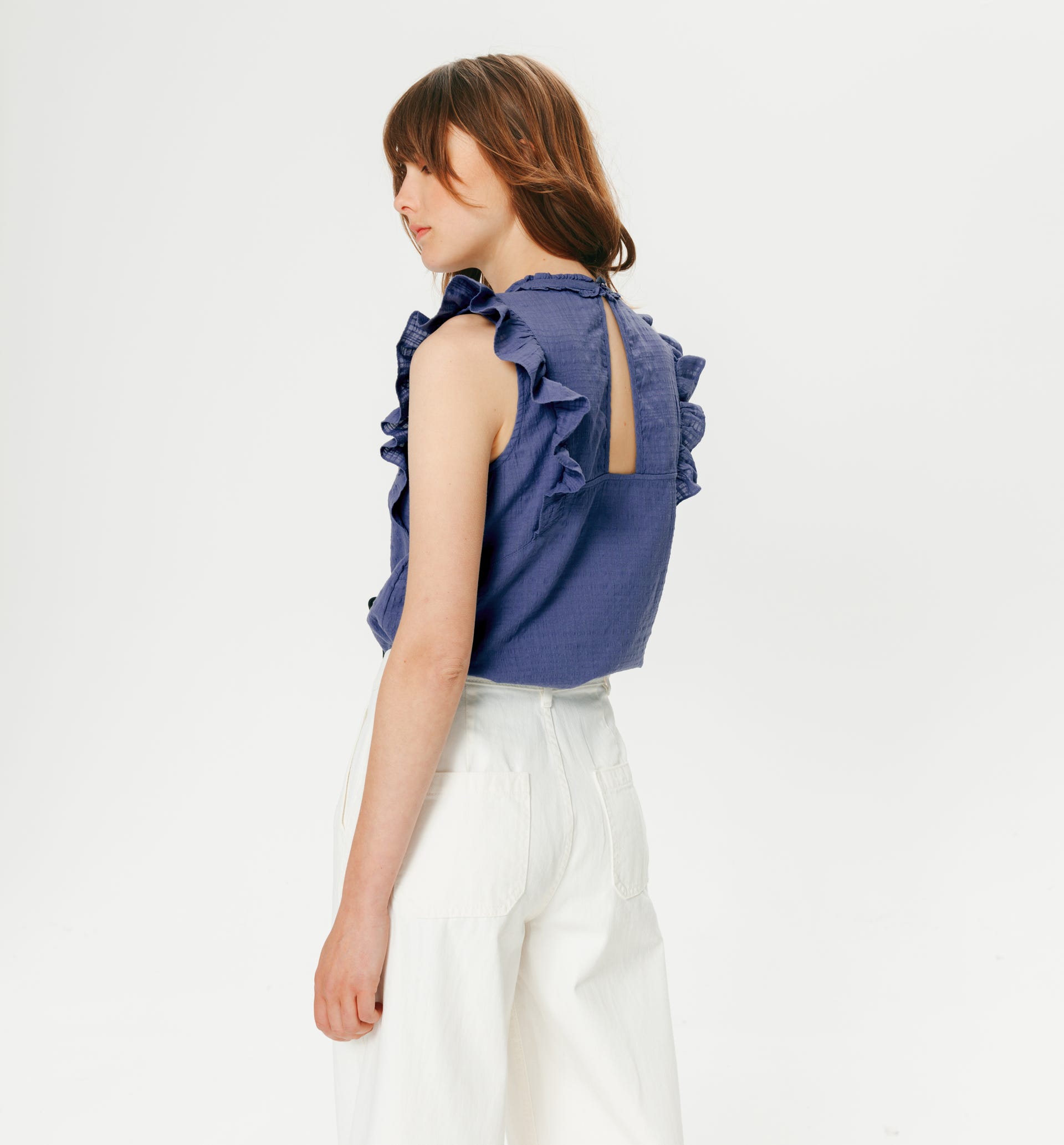 Top in cotone e ruches