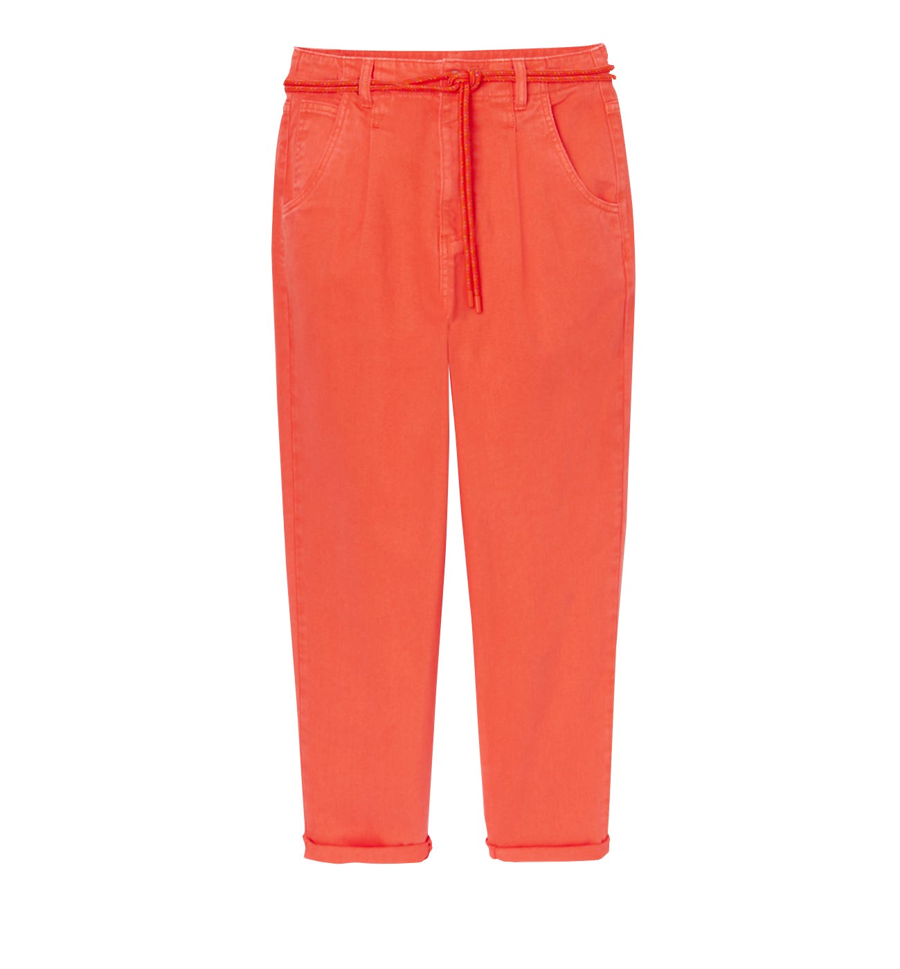 Pantalon taille haute ceinturé