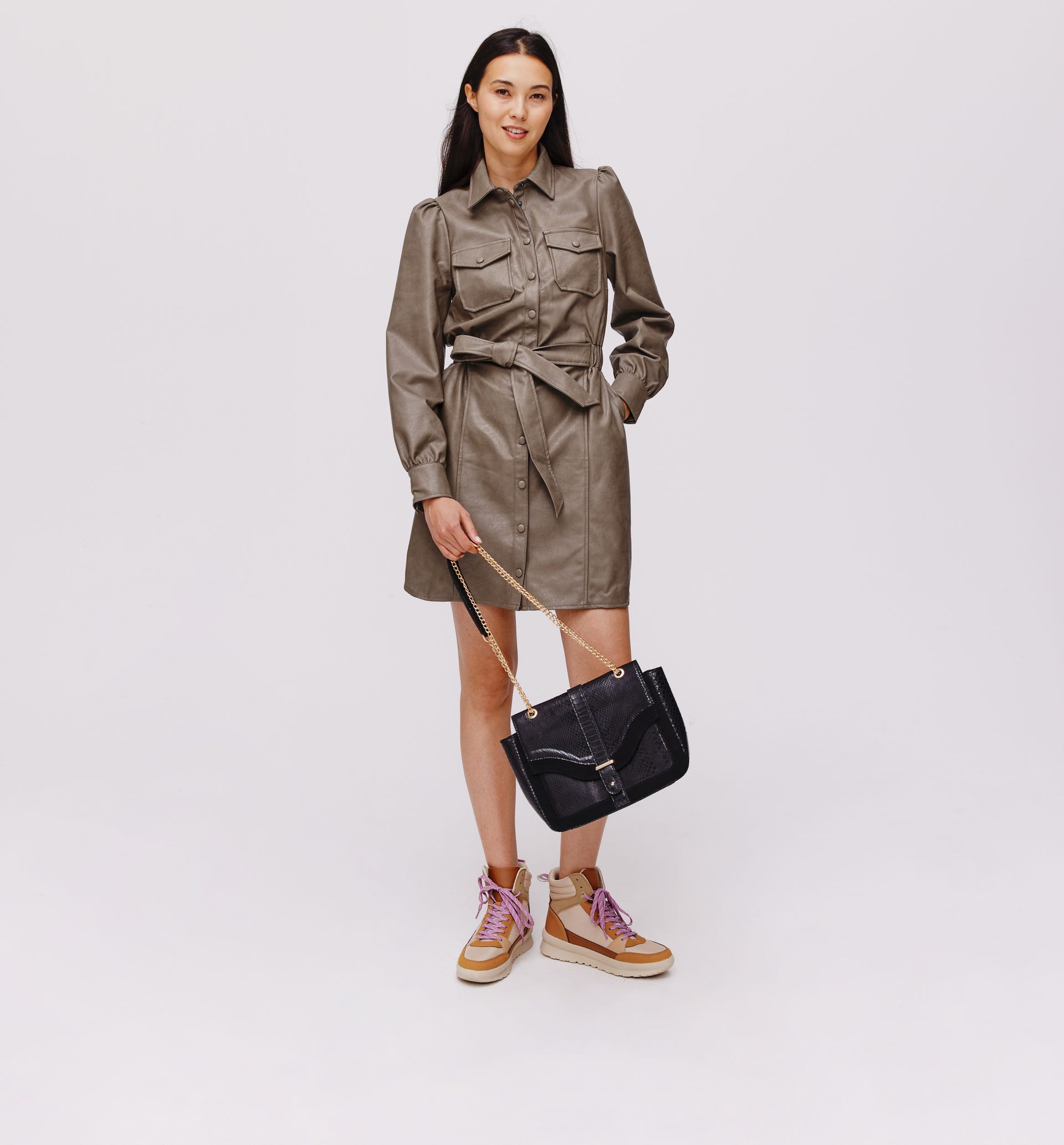 Faux leather dress