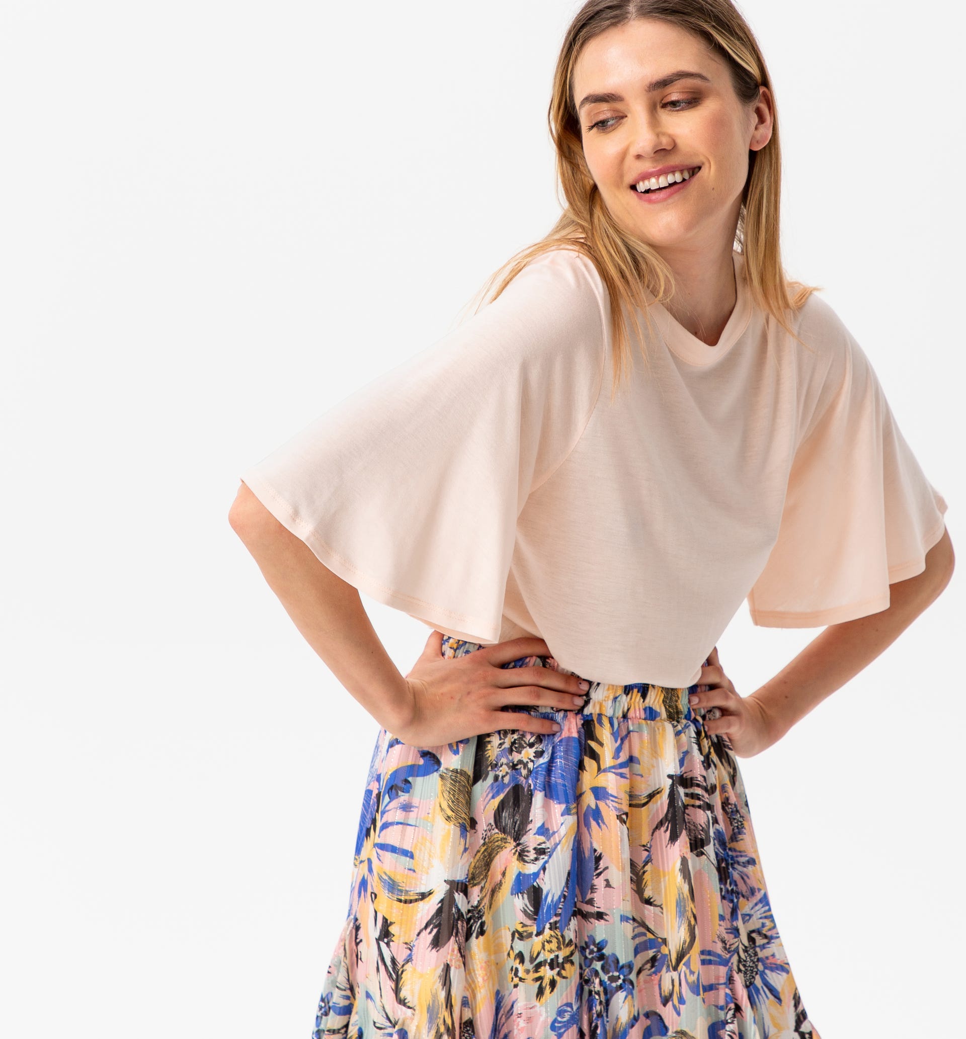 Top with butterfly sleeves Pale pink