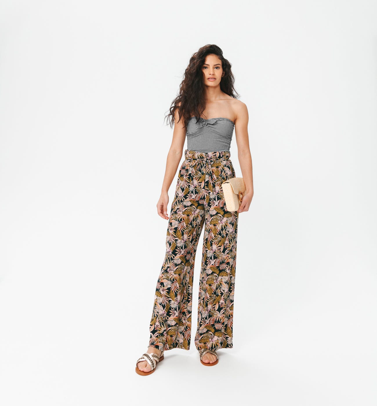Checked strapless top