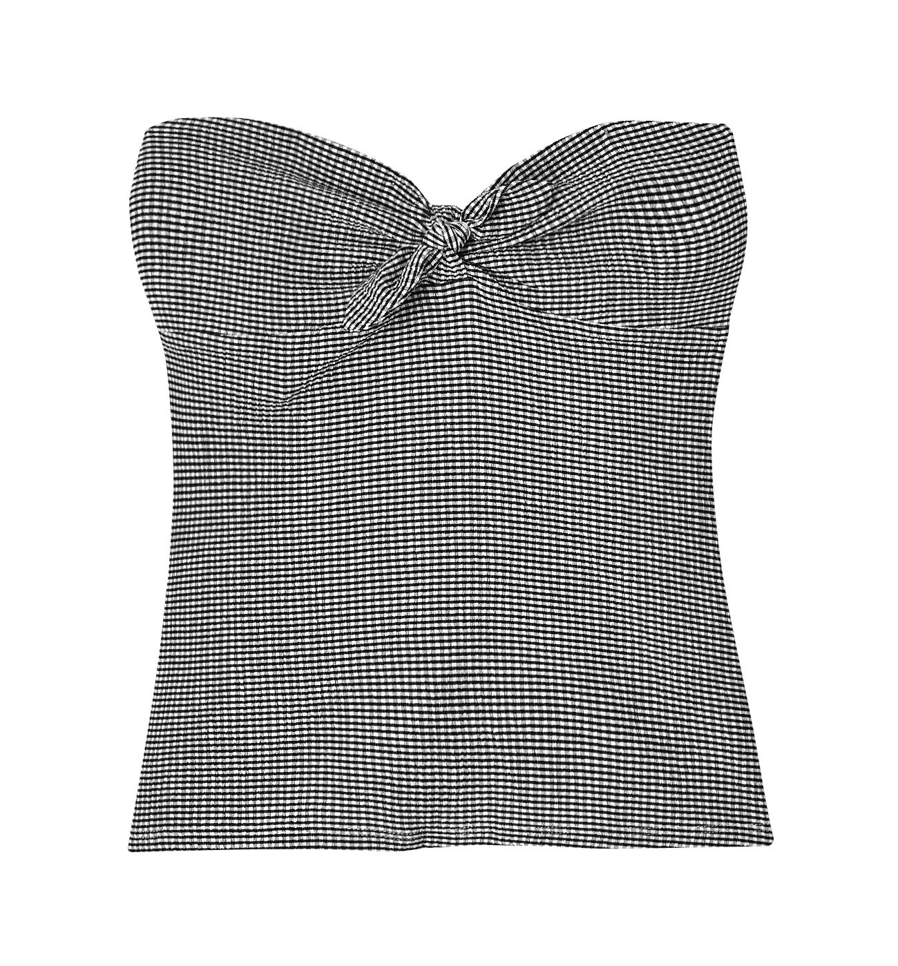 Checked strapless top