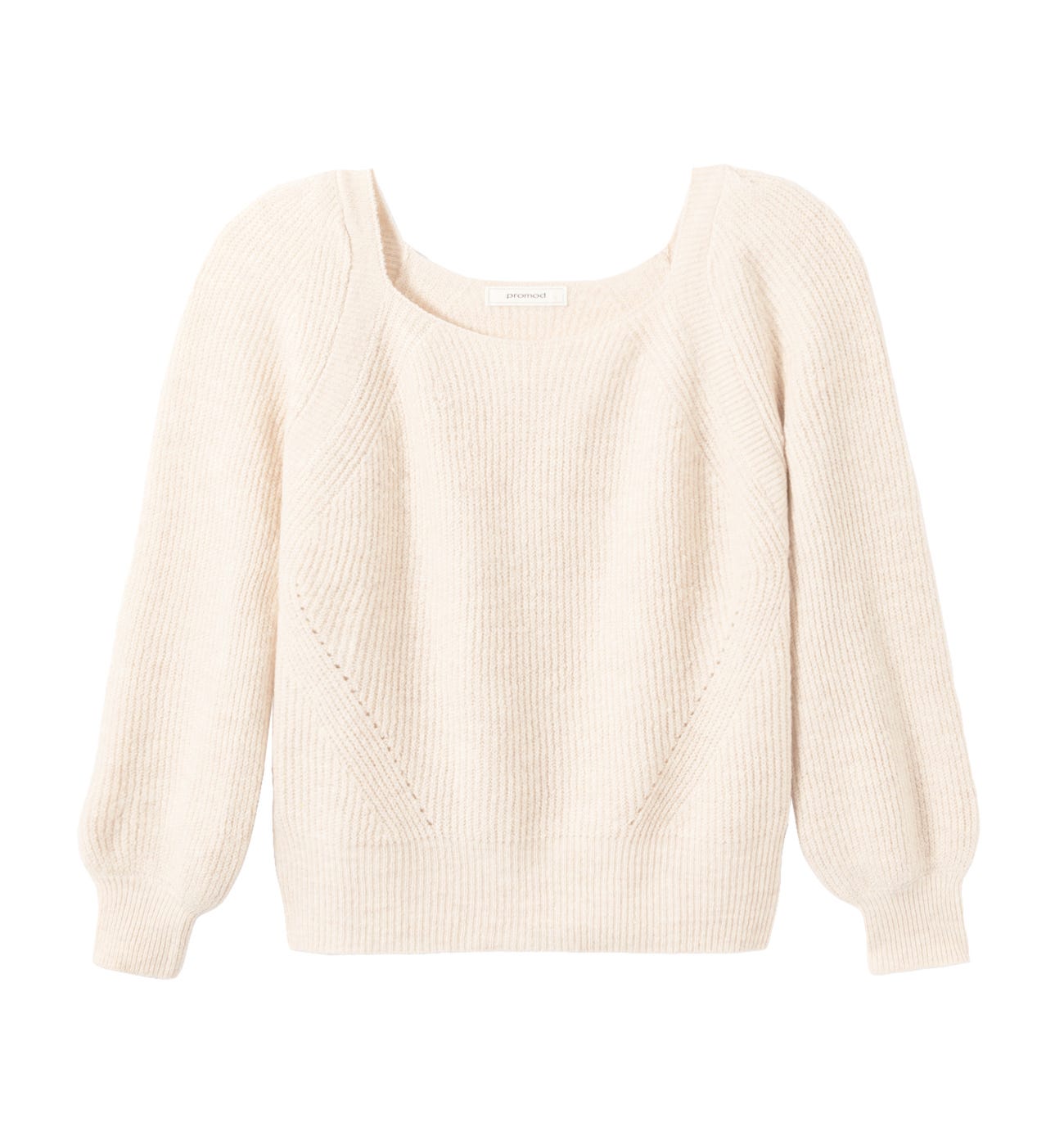 Pull côtelé à col carré Femme