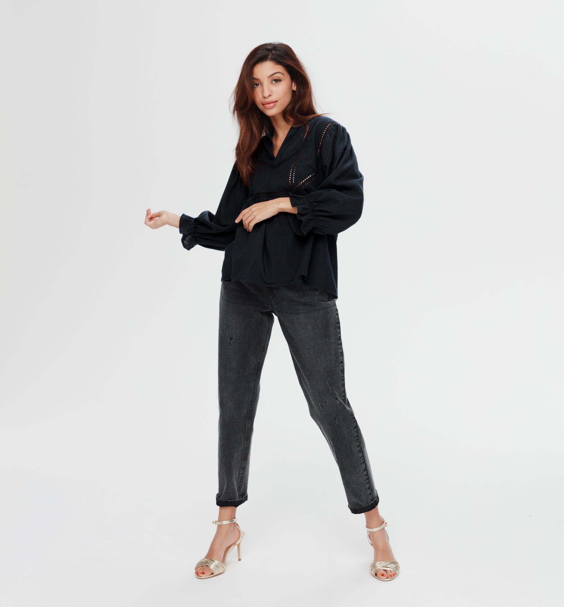 Blusa romántica en algodón