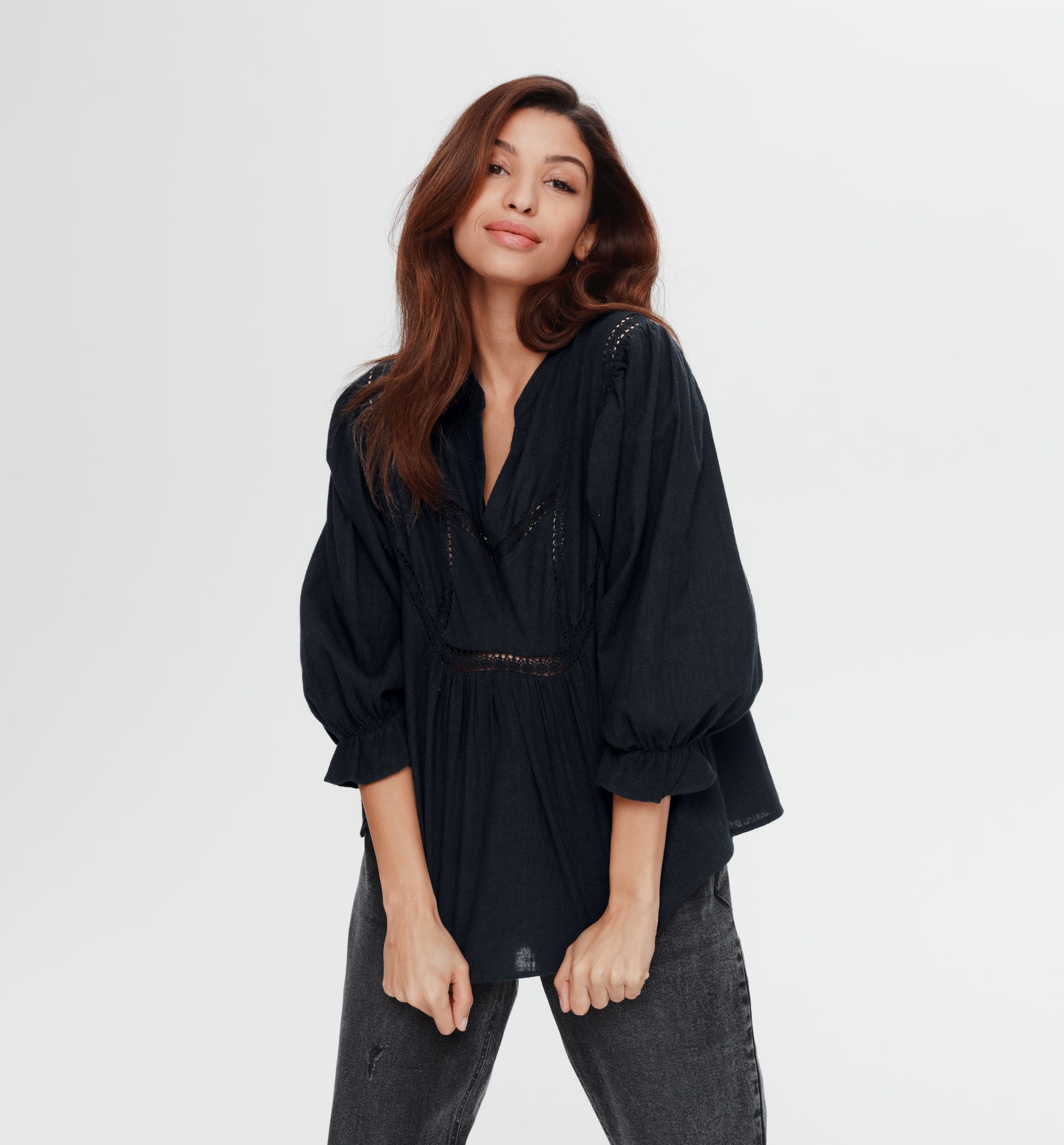 Blusa romántica en algodón