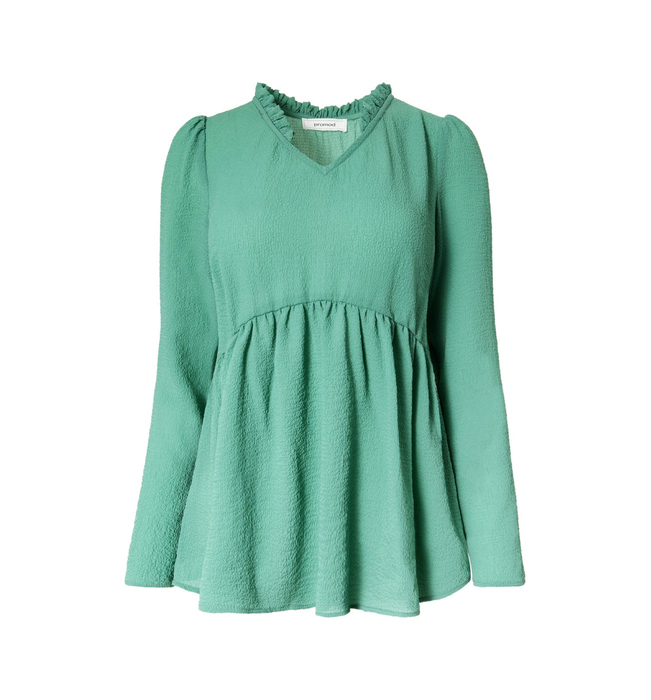 Blusa in crêpe e collo ruches