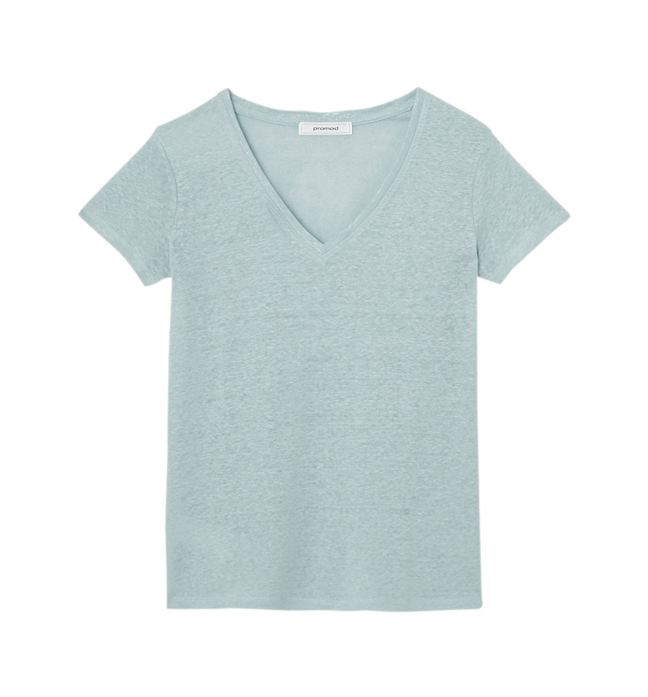 T-shirt in lino scollo a V