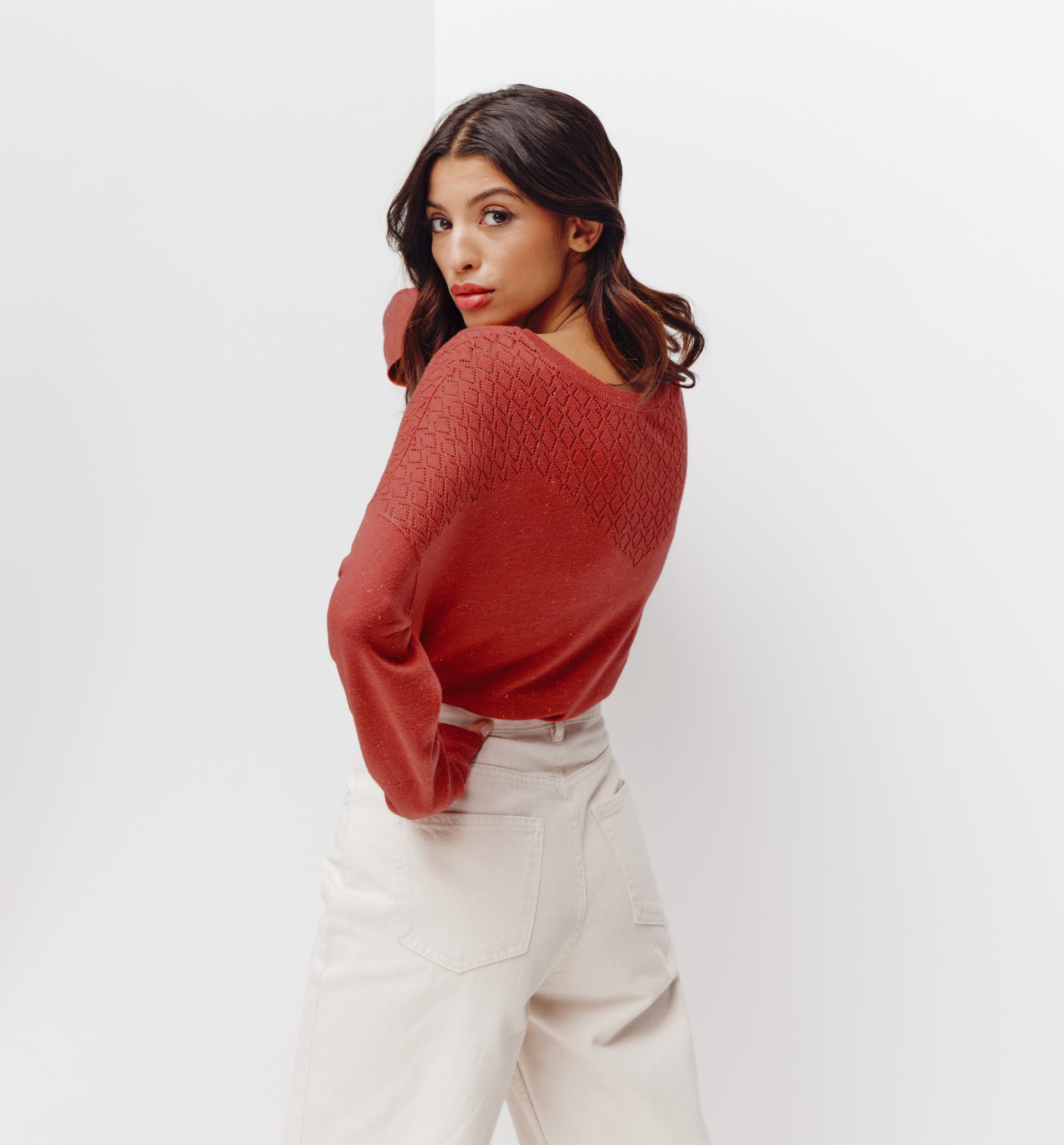 Pullover mit Lochstrickmuster