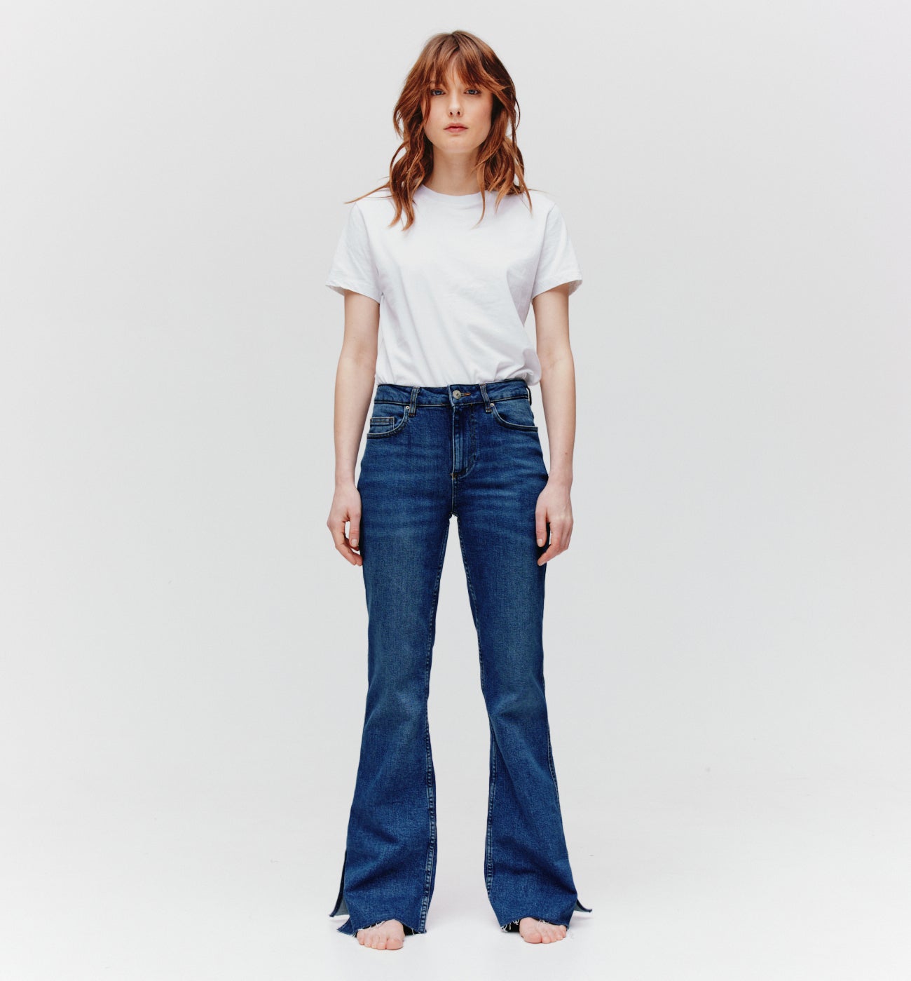 Flared slit jeans - Medium denim