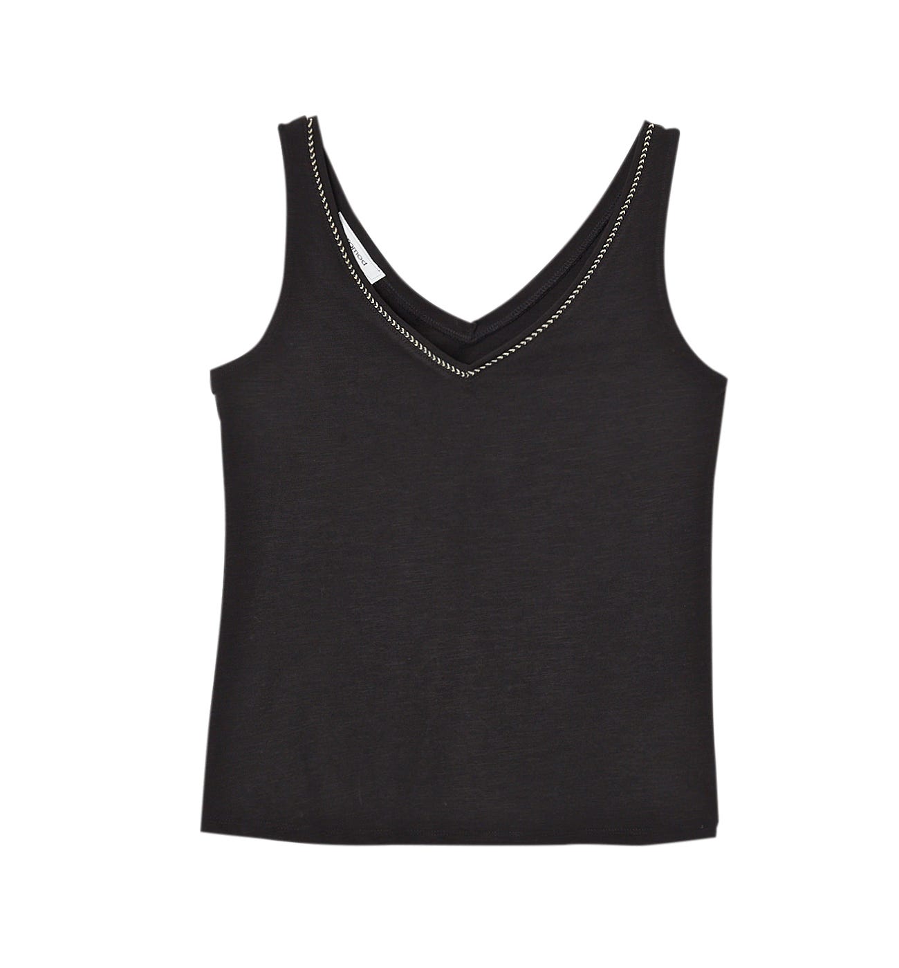 Top cuello V ribete irisado