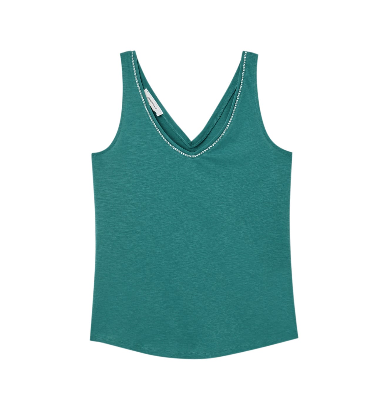 Top cuello V ribete irisado