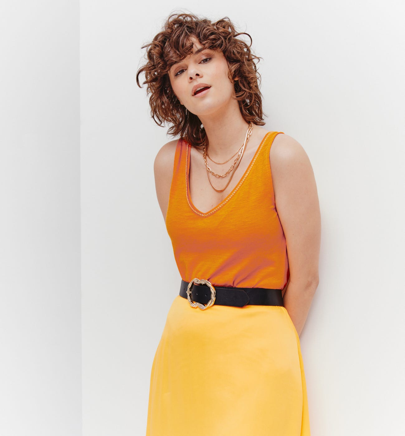 V-neckline sleeveless top