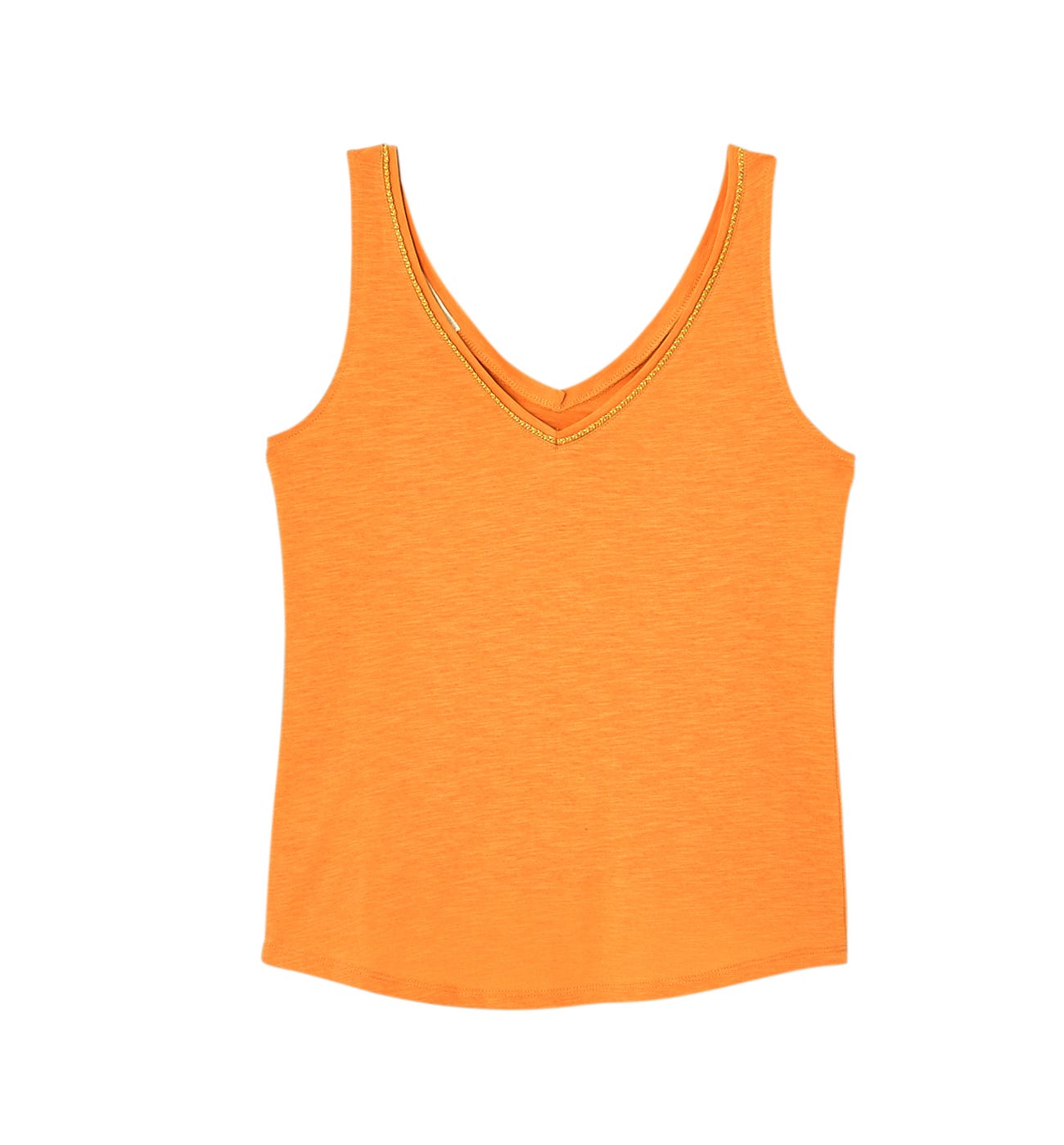 Top cuello V ribete irisado