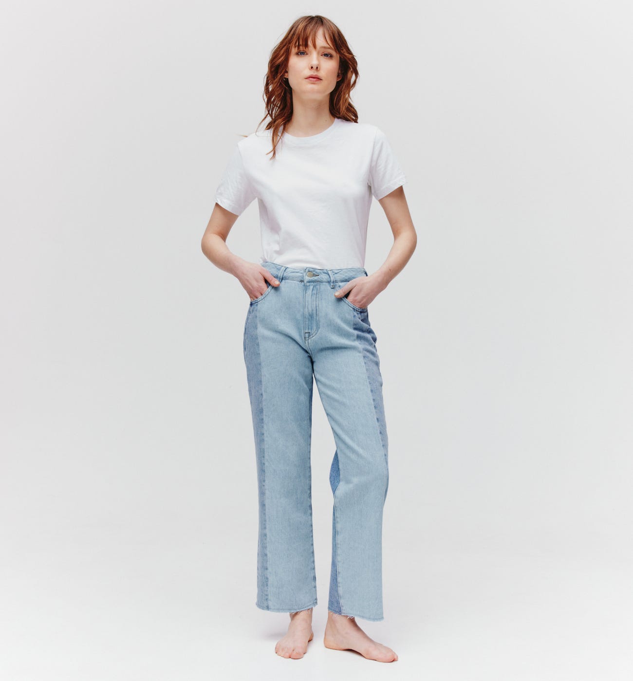 Wideleg patchwork jeans