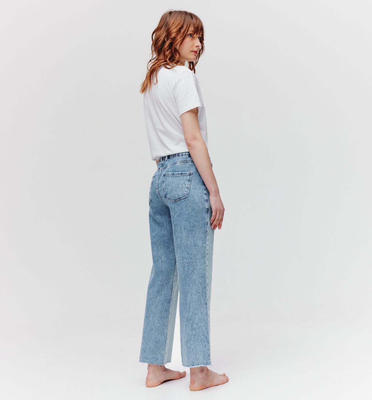 Wideleg patchwork jeans