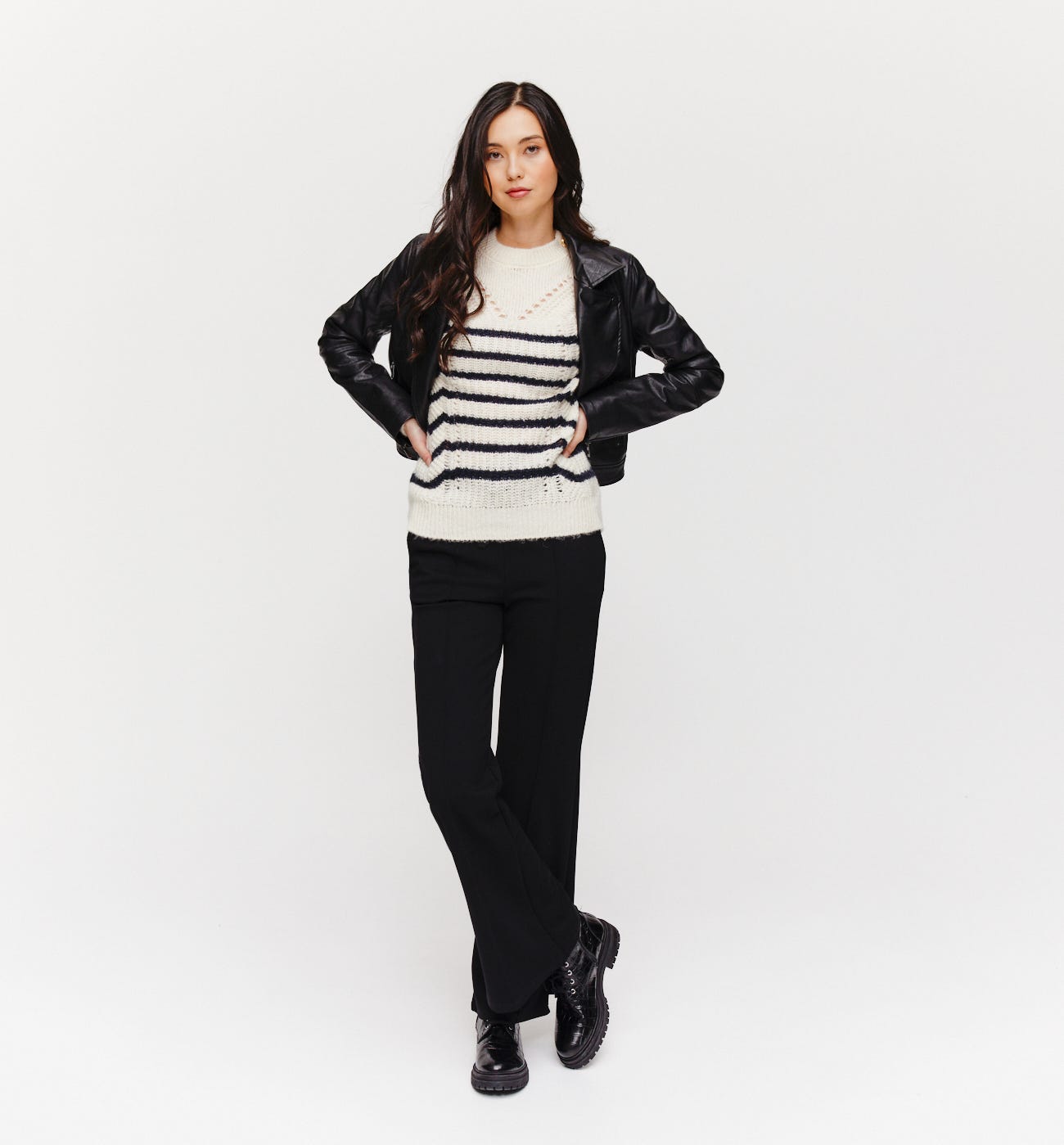 Wideleg jersey trousers