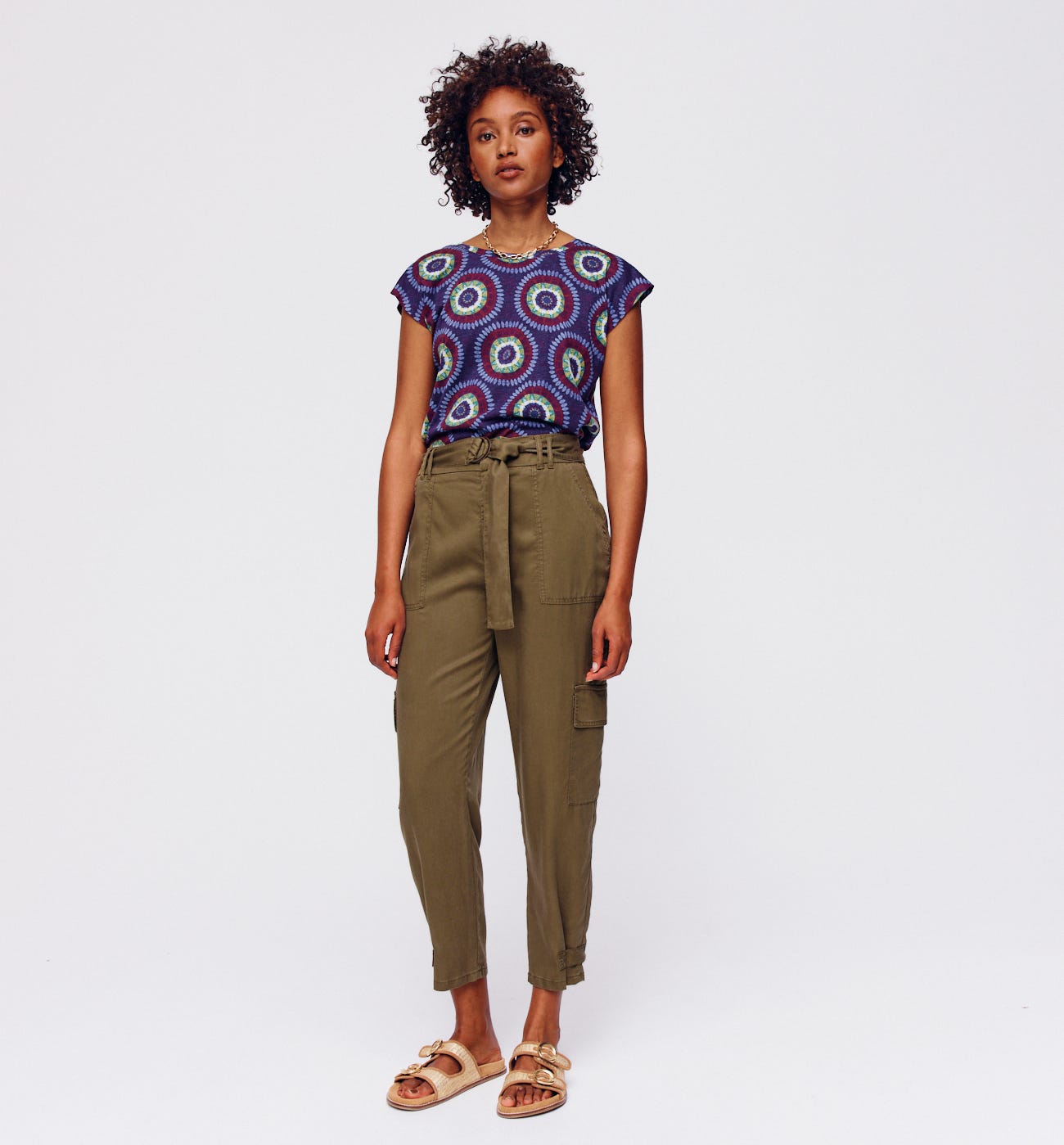 Pantalon cargo en lyocell