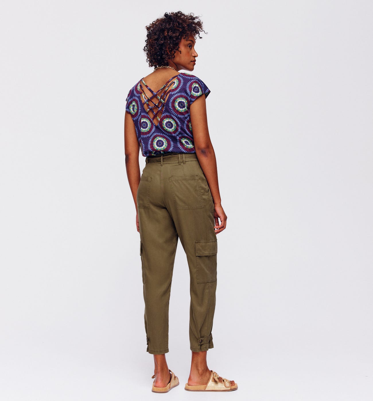 Pantalon cargo en lyocell