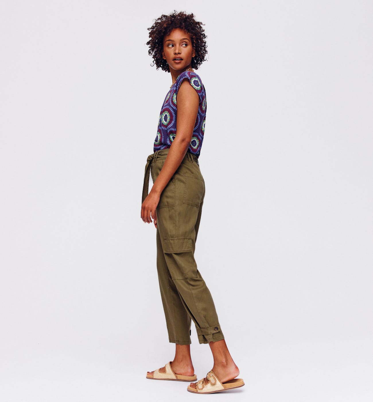 Pantalon cargo en lyocell