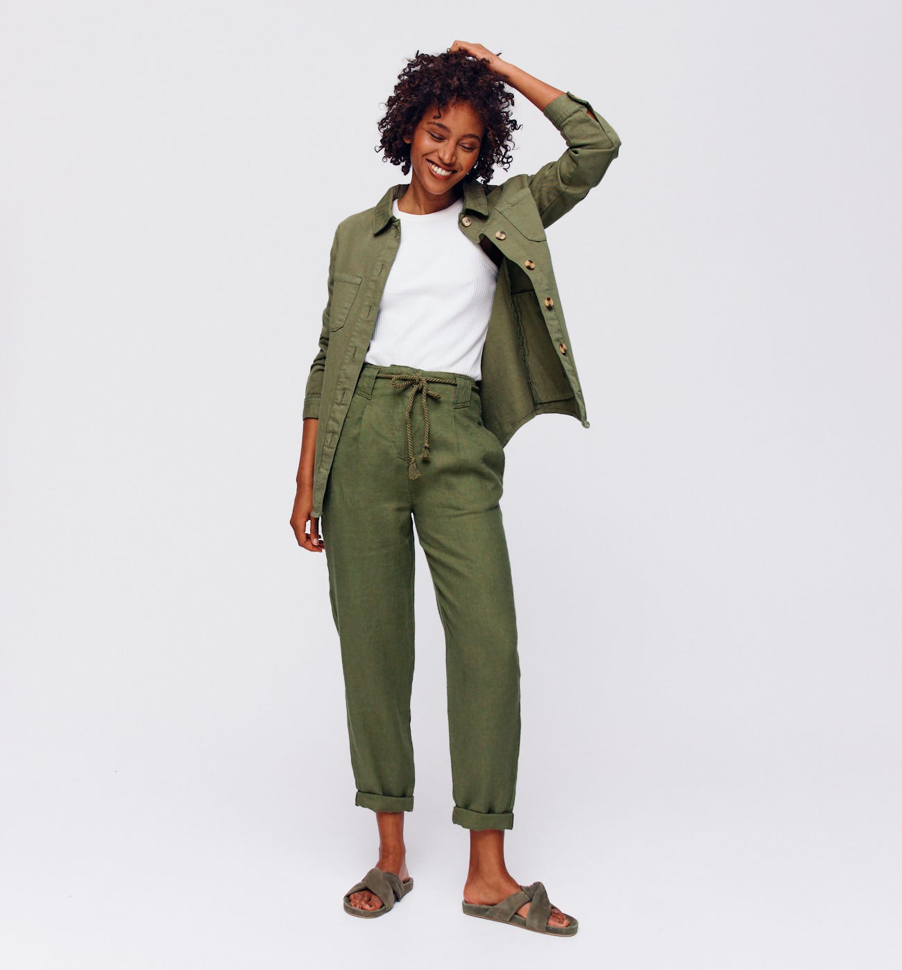 Pantalón de lino talle alto