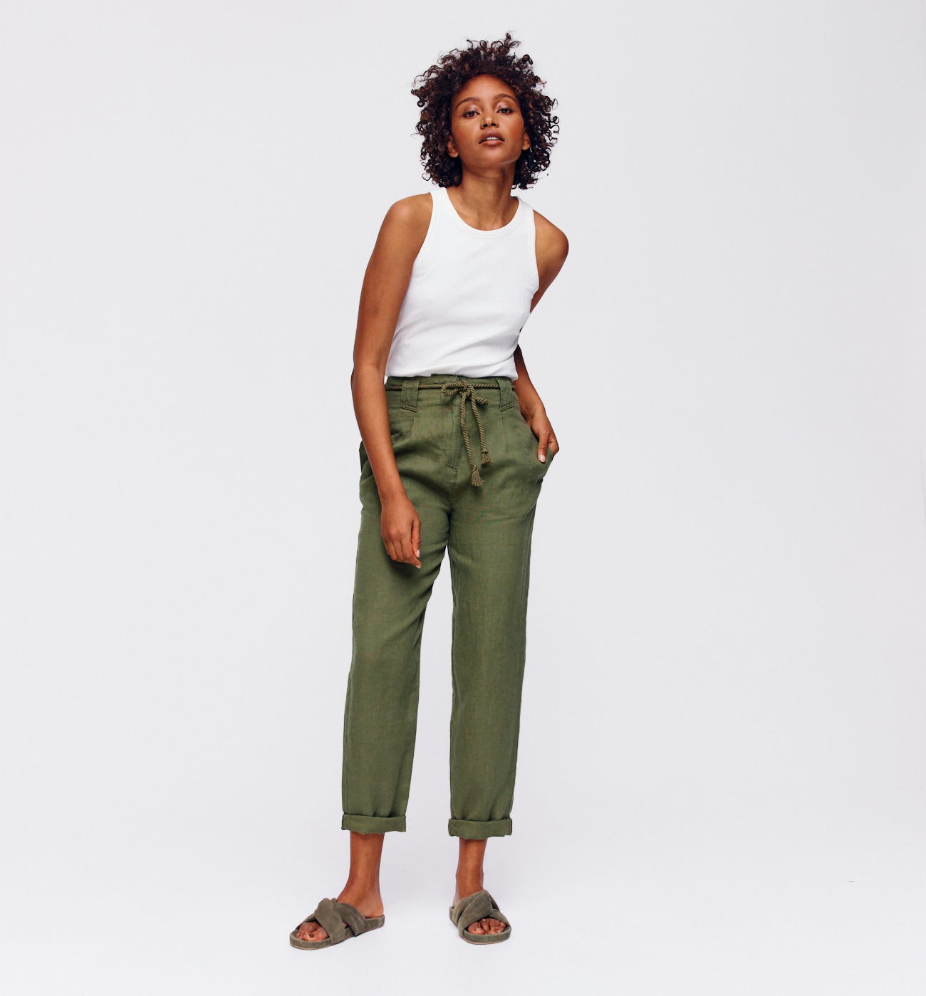 Pantalón de lino talle alto