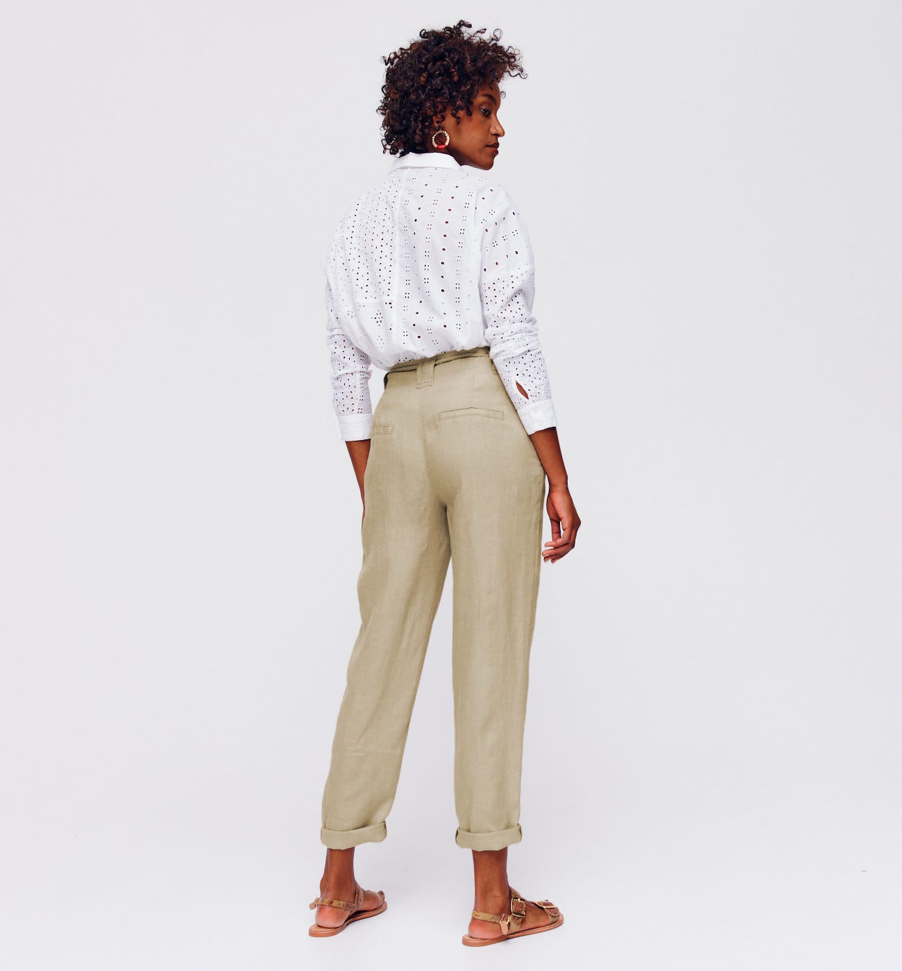 Linen high-waist trousers