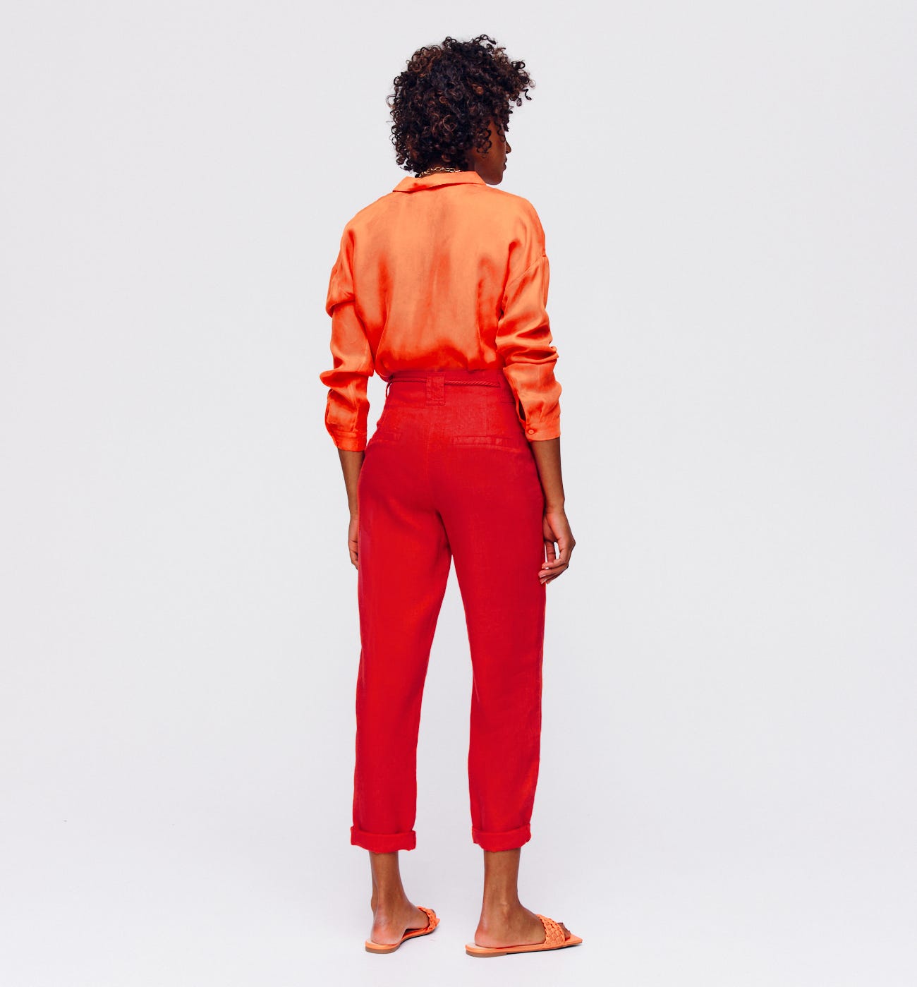Linen high-waist trousers