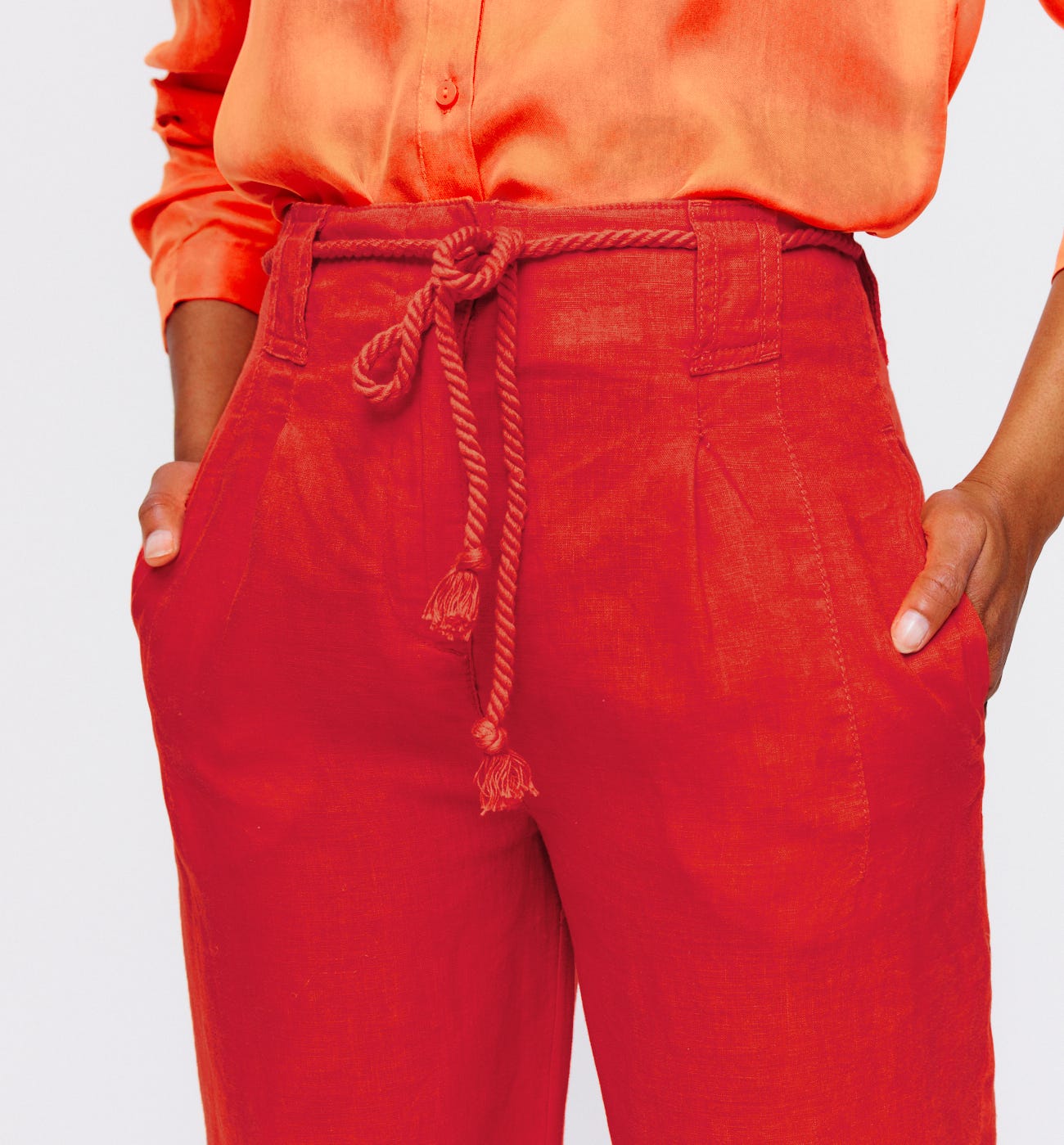 Linen high-waist trousers